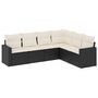 Voir la diapositive 2 : VIDAXL Salon de jardin 6 pcs avec coussins noir resine tressee