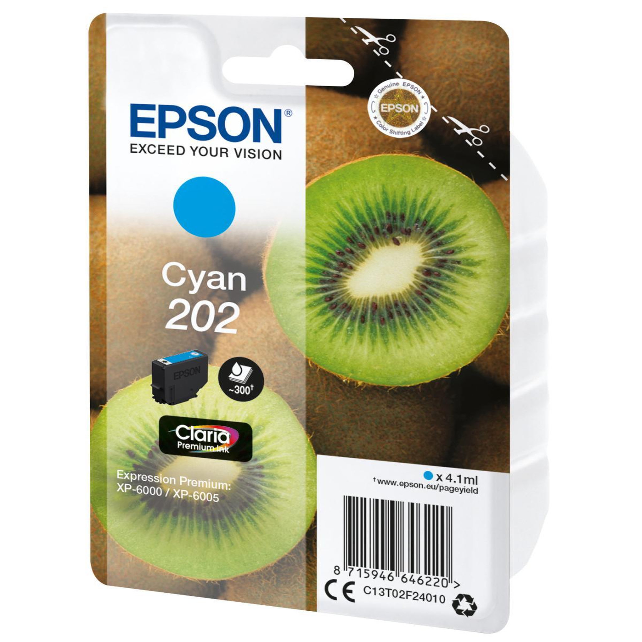 Voir la diapositive 3 : Epson Cartouche d'encre originale 202 cyan série kiwi - c13t02e24010