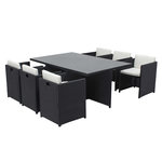 CONCEPT USINE Table et chaises 6 places encastrables en résine noir-blanc MIAMI
