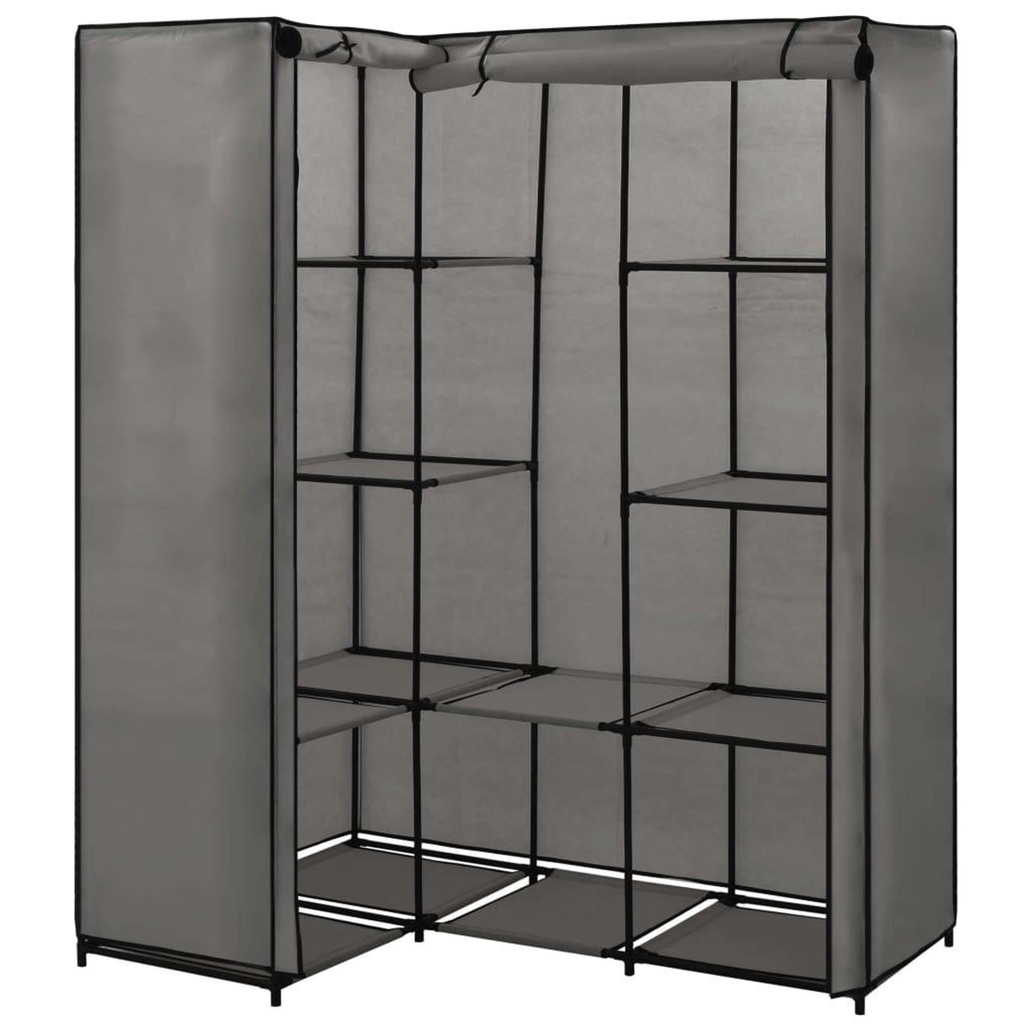 Voir la diapositive 2 : VIDAXL Garde-robe d'angle Gris 130 x 87 x 169 cm