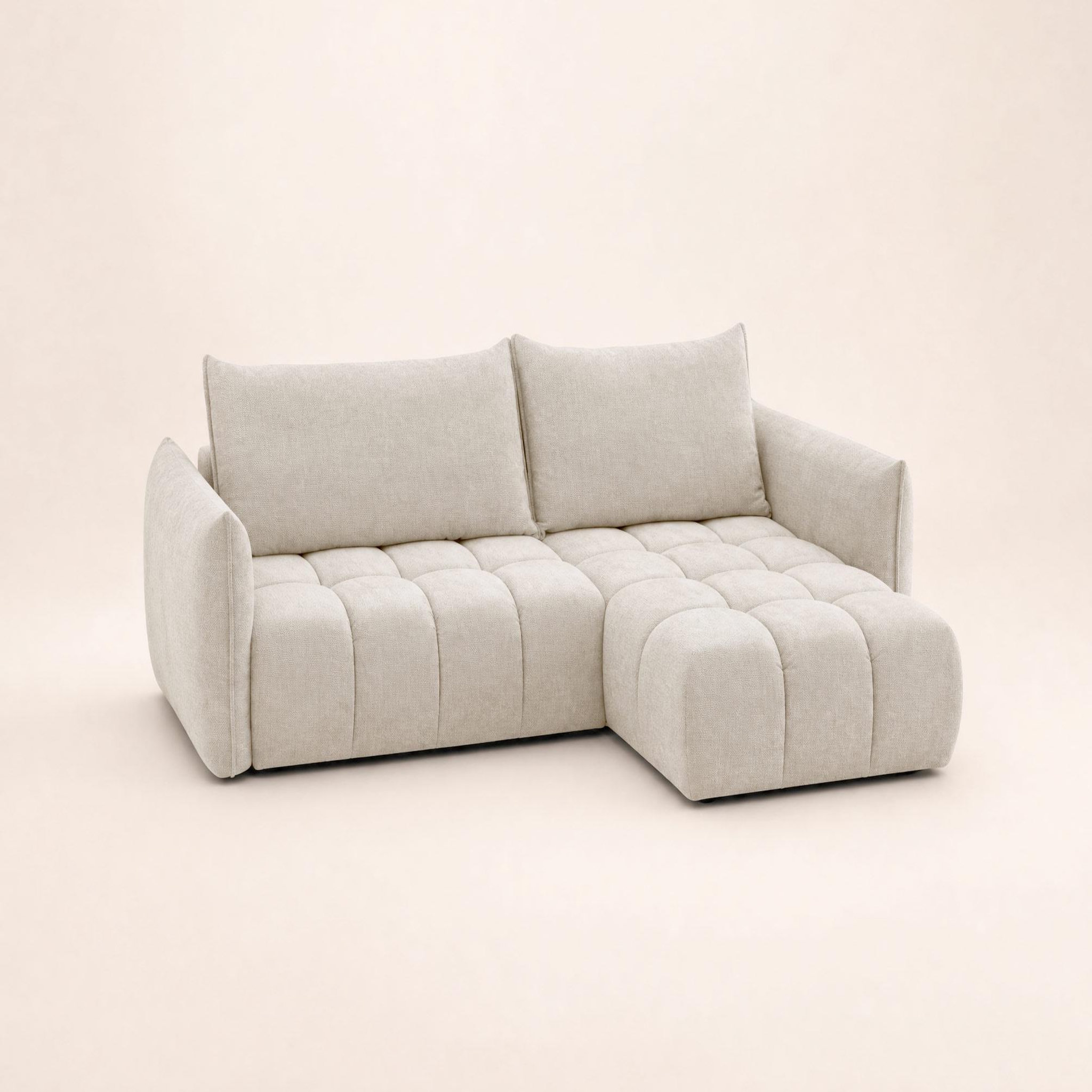 Voir la diapositive 3 : BEST MOBILIER Ambroise - canapé d'angle droit 4 places convertible avec coffre en velours texturé