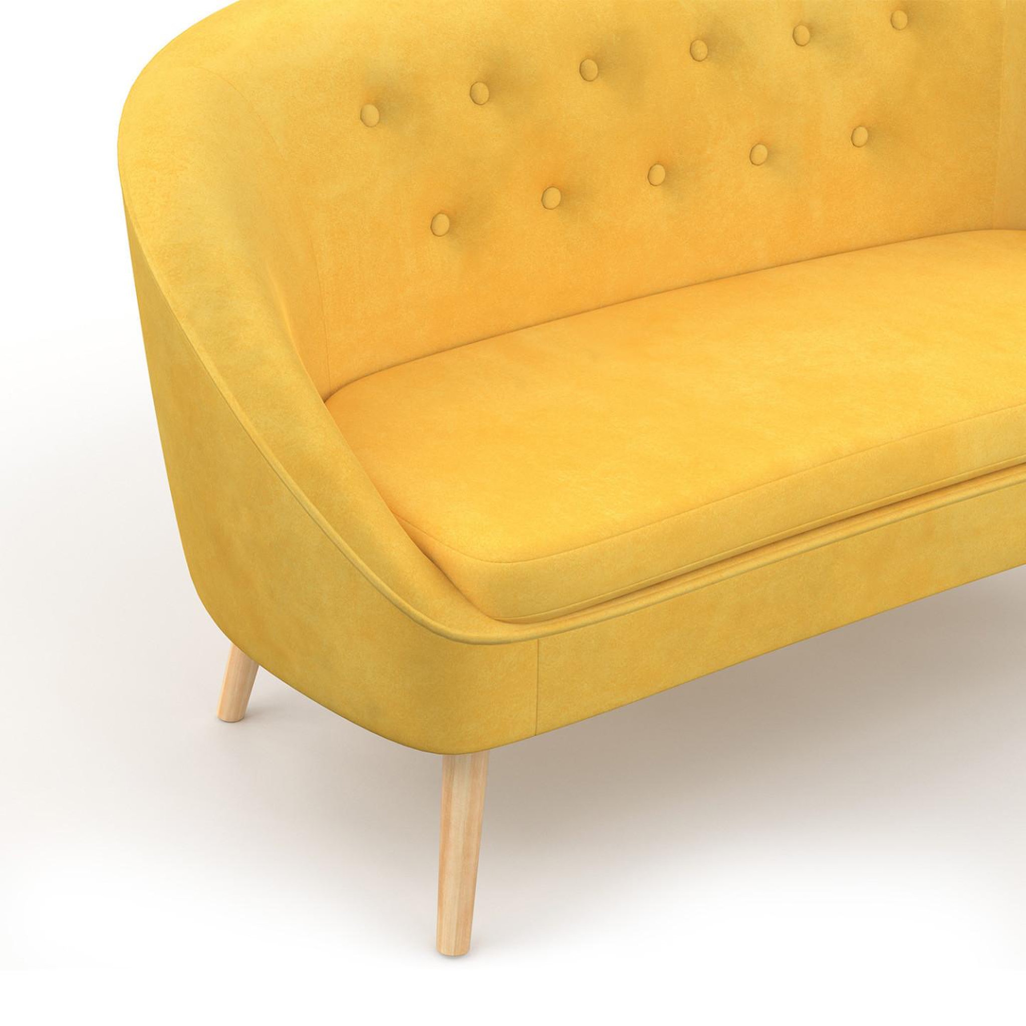 Voir la diapositive 6 : ID MARKET Canapé banquette sonia en velours jaune