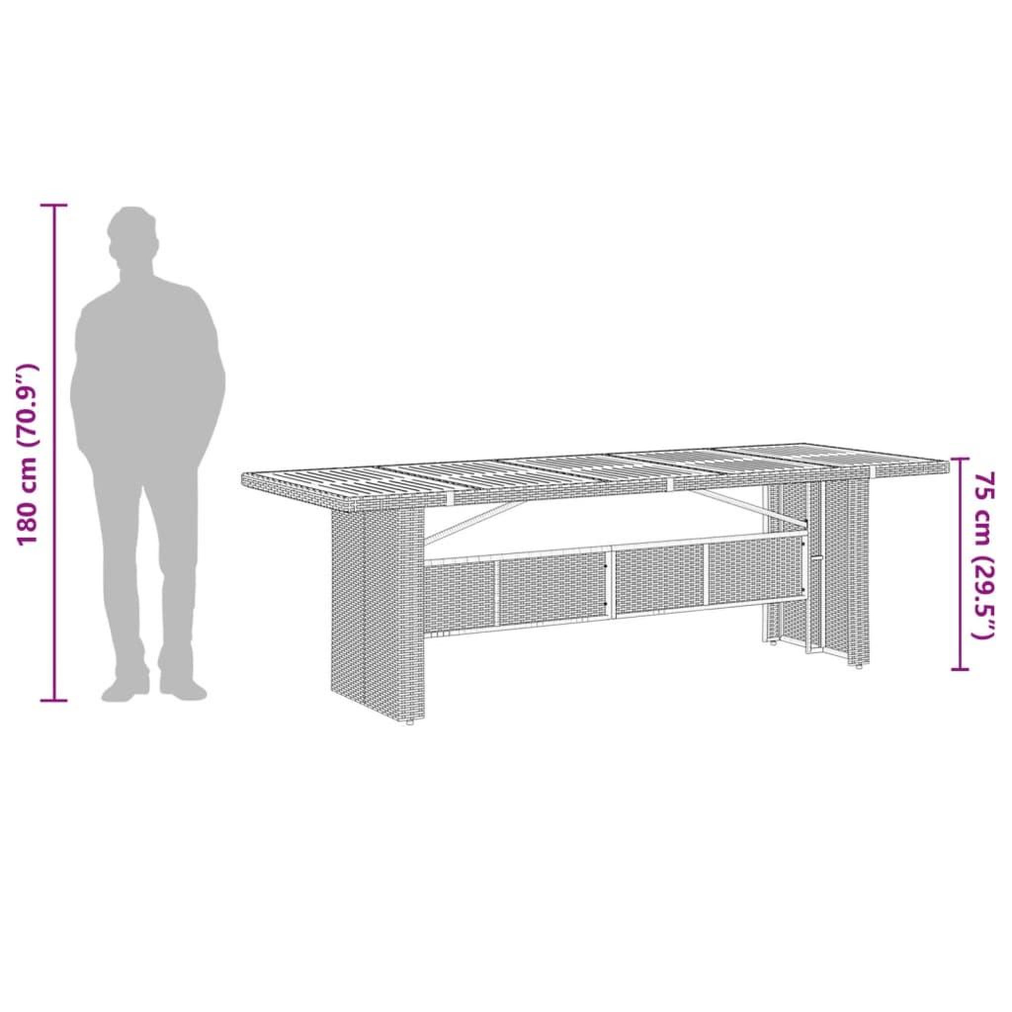 Voir la diapositive 6 : VIDAXL Table de jardin et dessus en bois d'acacia noir resine tressee