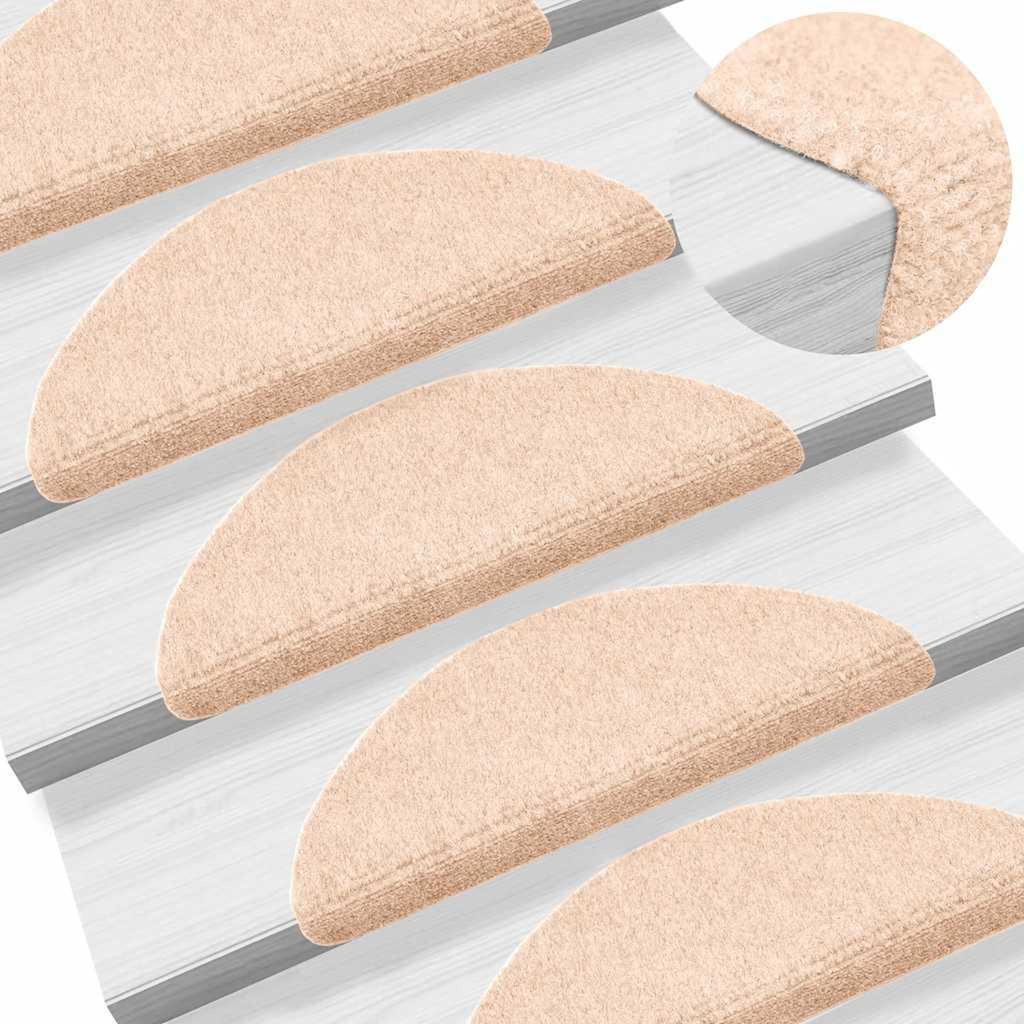 Voir la diapositive 5 : VIDAXL Tapis d'escalier auto-adhesifs 30 pcs creme 56x17x3 cm