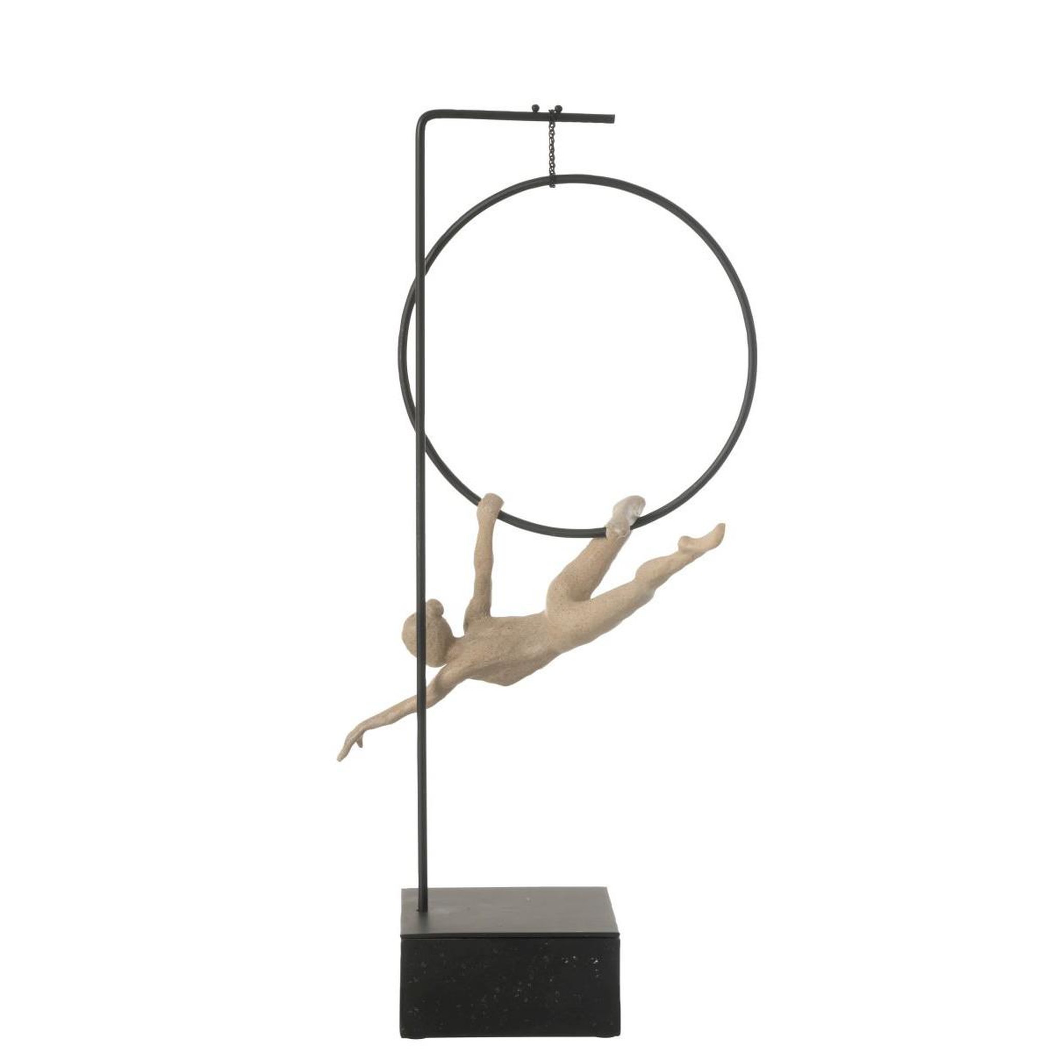 Voir la diapositive 4 : J-LINE Gymnaste cerceau sur socle  gamma  55cm beige & noir
