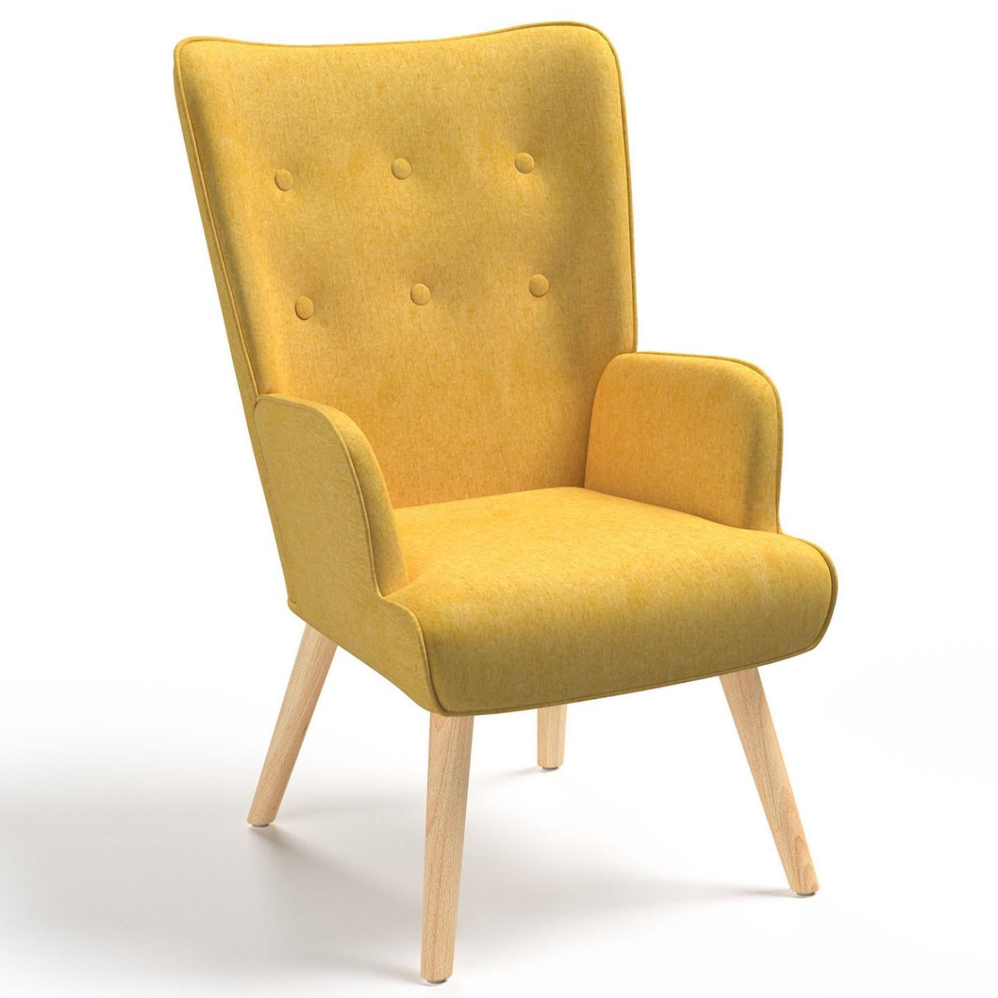 Voir la diapositive 2 : ID MARKET Fauteuil scandinave ivar en tissu jaune