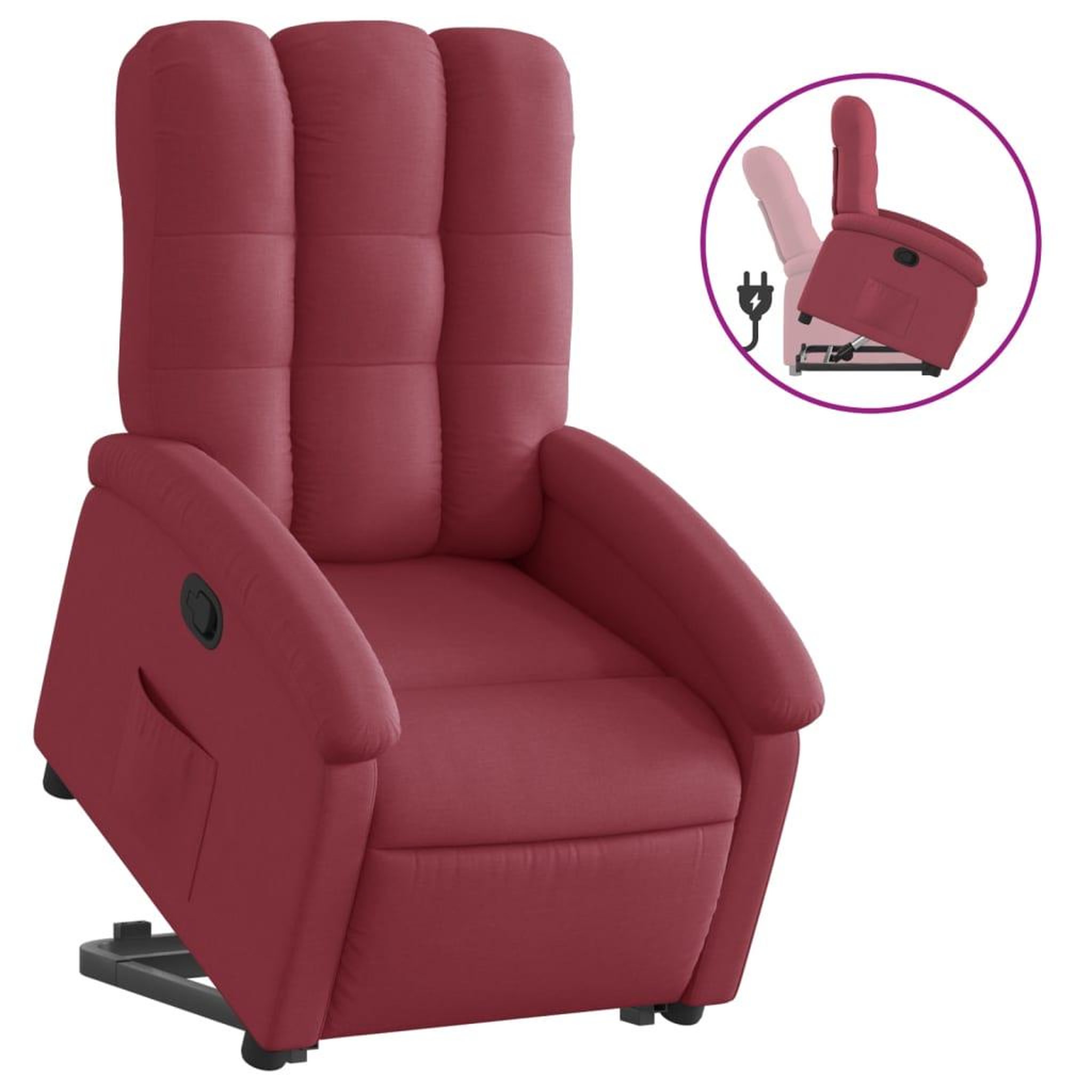 Voir la diapositive 2 : VIDAXL Fauteuil inclinable rouge bordeaux tissu