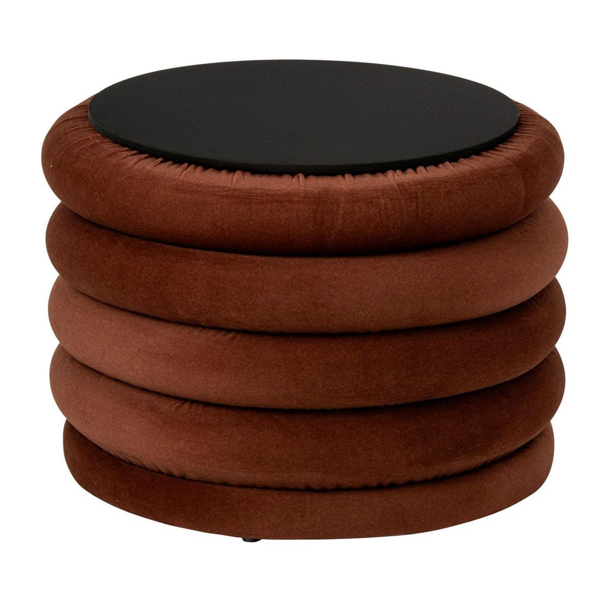 Voir la diapositive 3 : J-LINE Pouf coffre côtelé  mich  59cm rouille