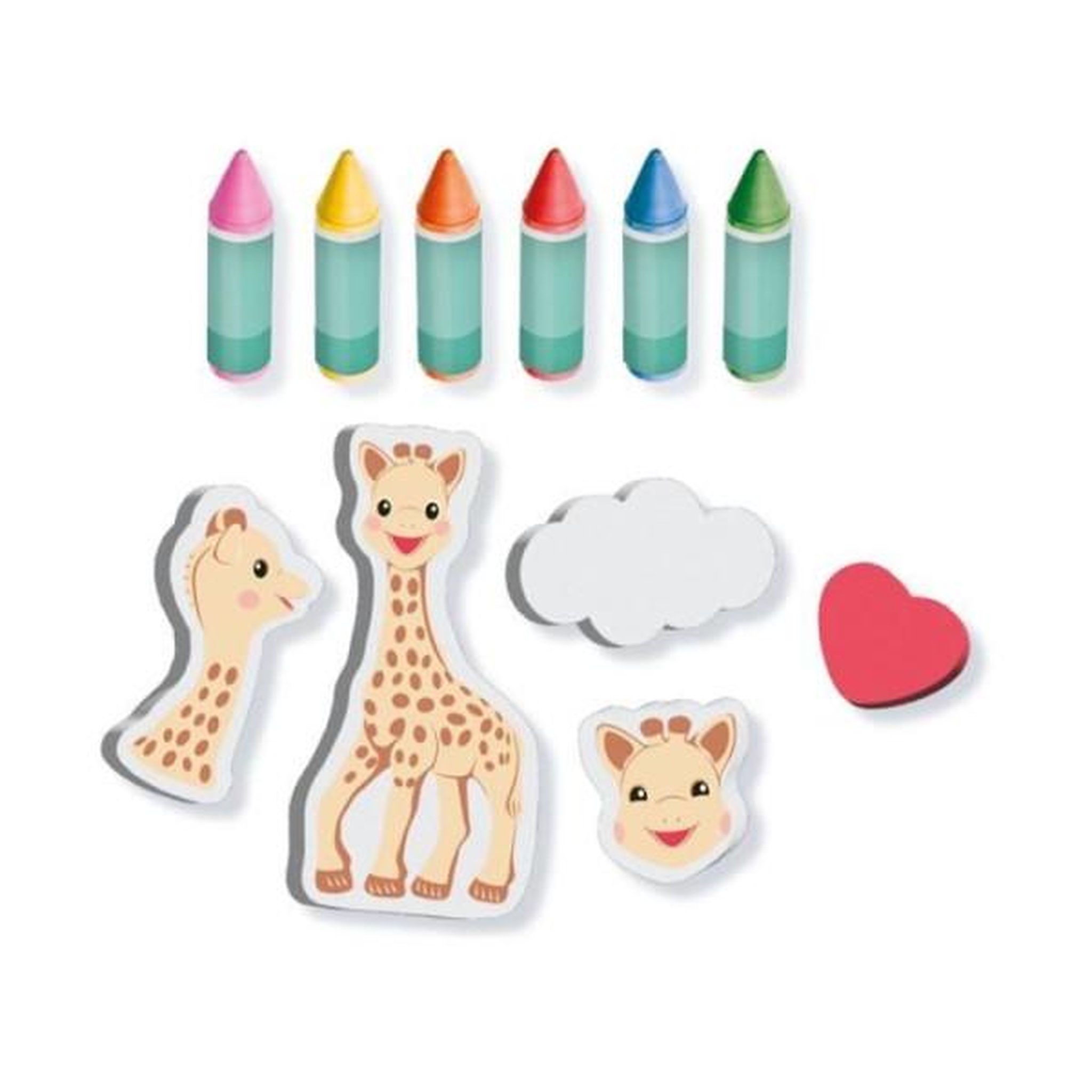 Voir la diapositive 3 : SES Creative Sophie la girafe - Crayons de couleur pour le bain et formes