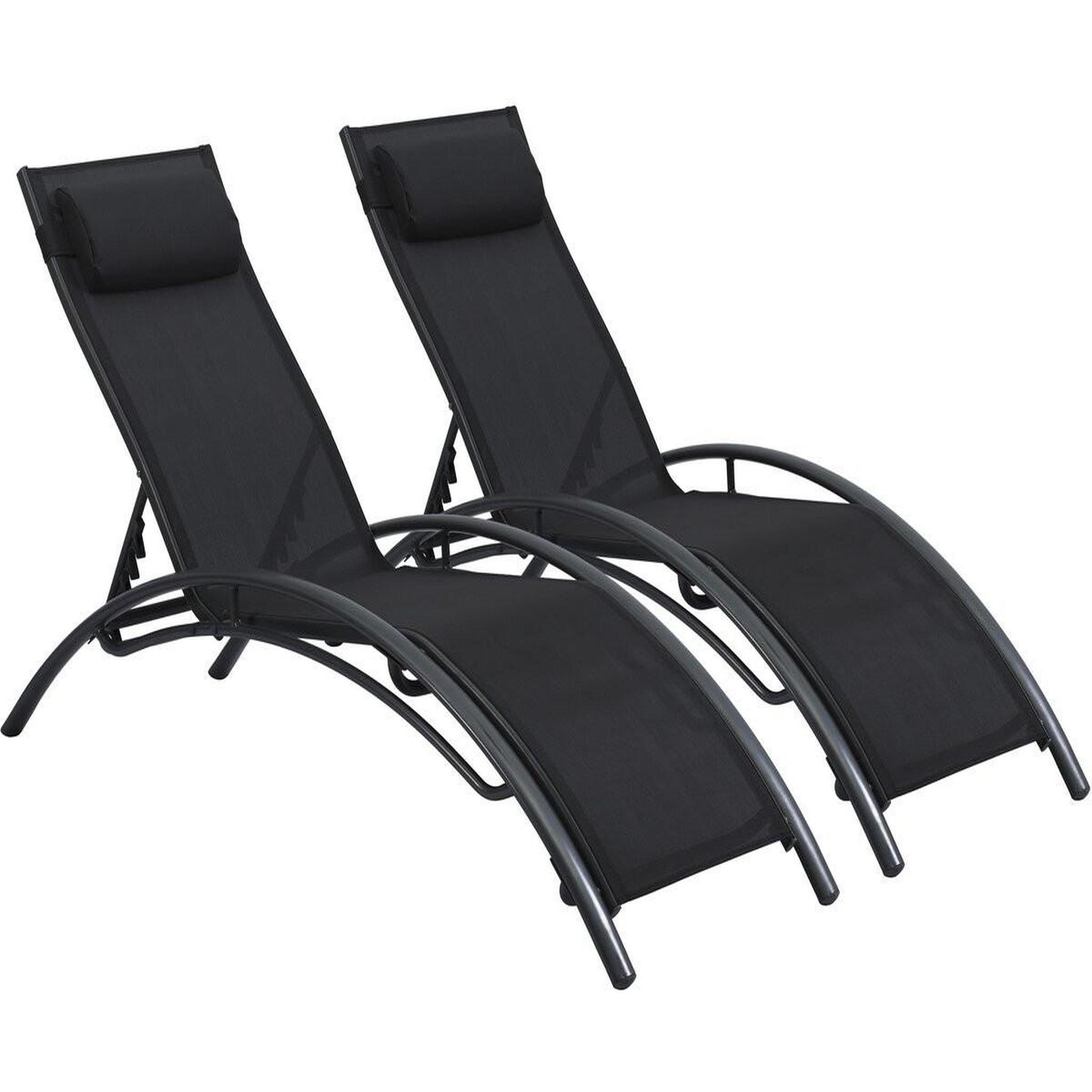 Habitat et Jardin Lot de 2 bains de soleil en aluminium beauty  phoenix  - noir