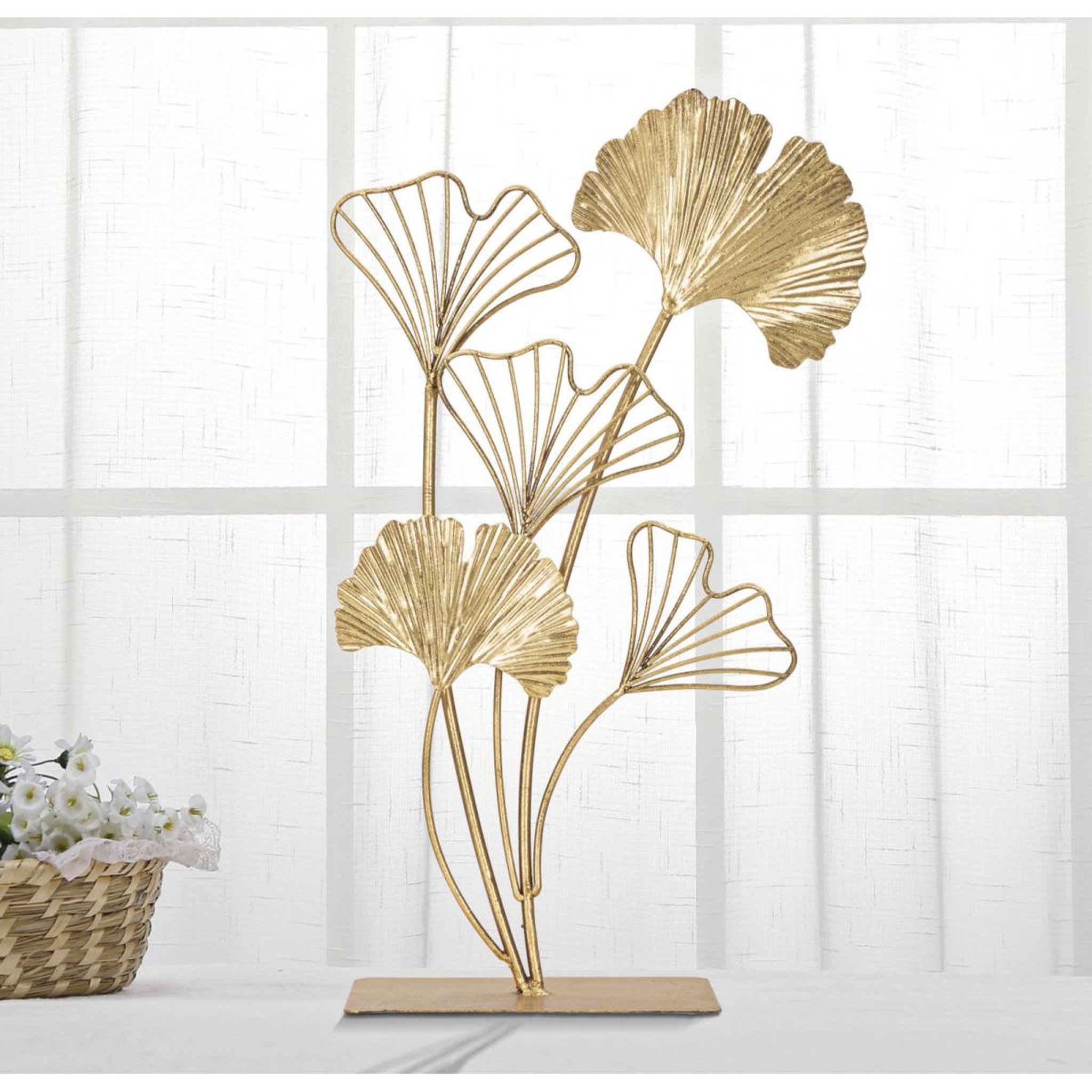 Voir la diapositive 5 : Paris Prix Objet déco en métal  petites feuilles  44cm or