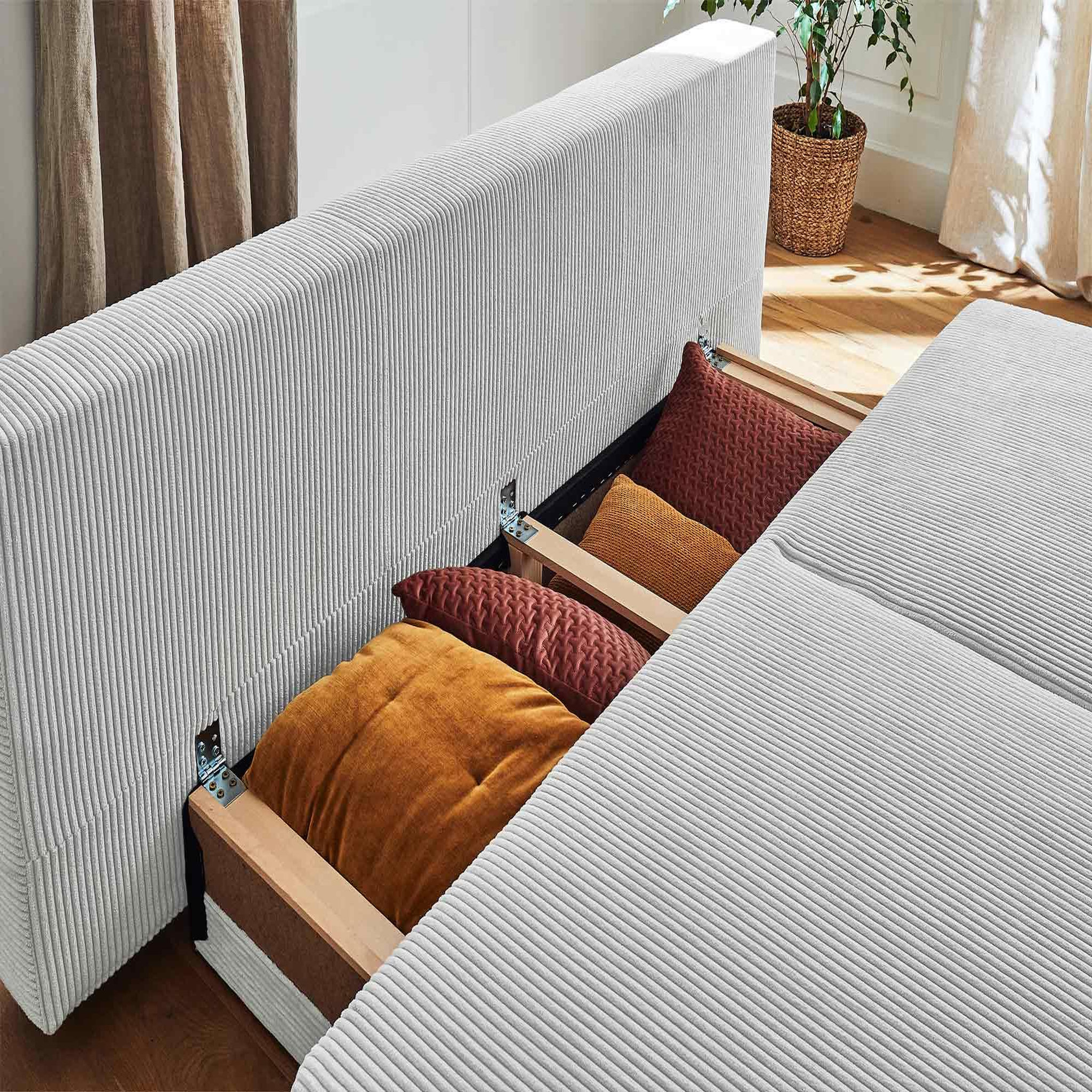 Voir la diapositive 3 : BEST MOBILIER Cristal - canapé 3 places - convertible avec coffre - en velours côtelé
