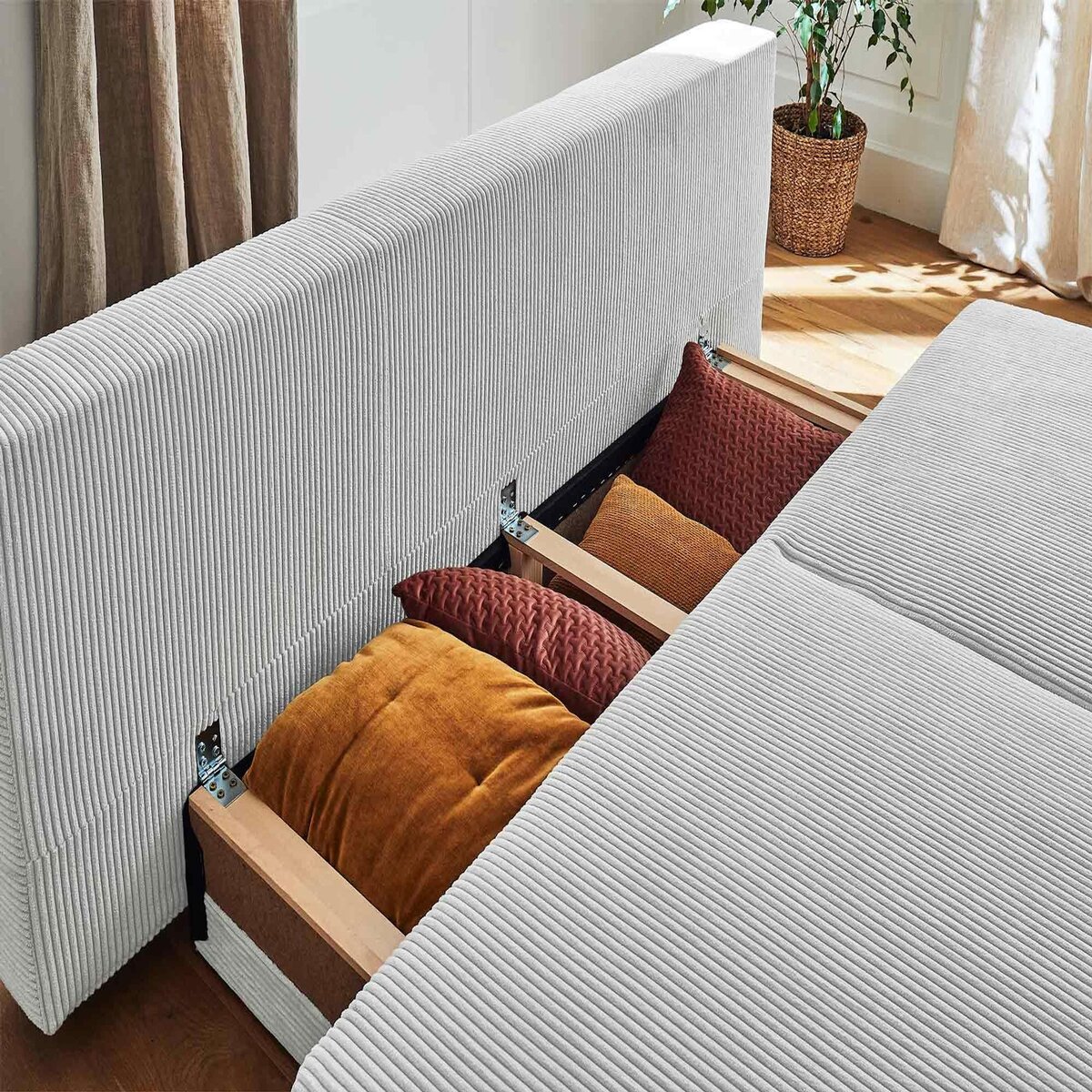 BEST MOBILIER Cristal - canapé 3 places - convertible avec coffre - en velours côtelé