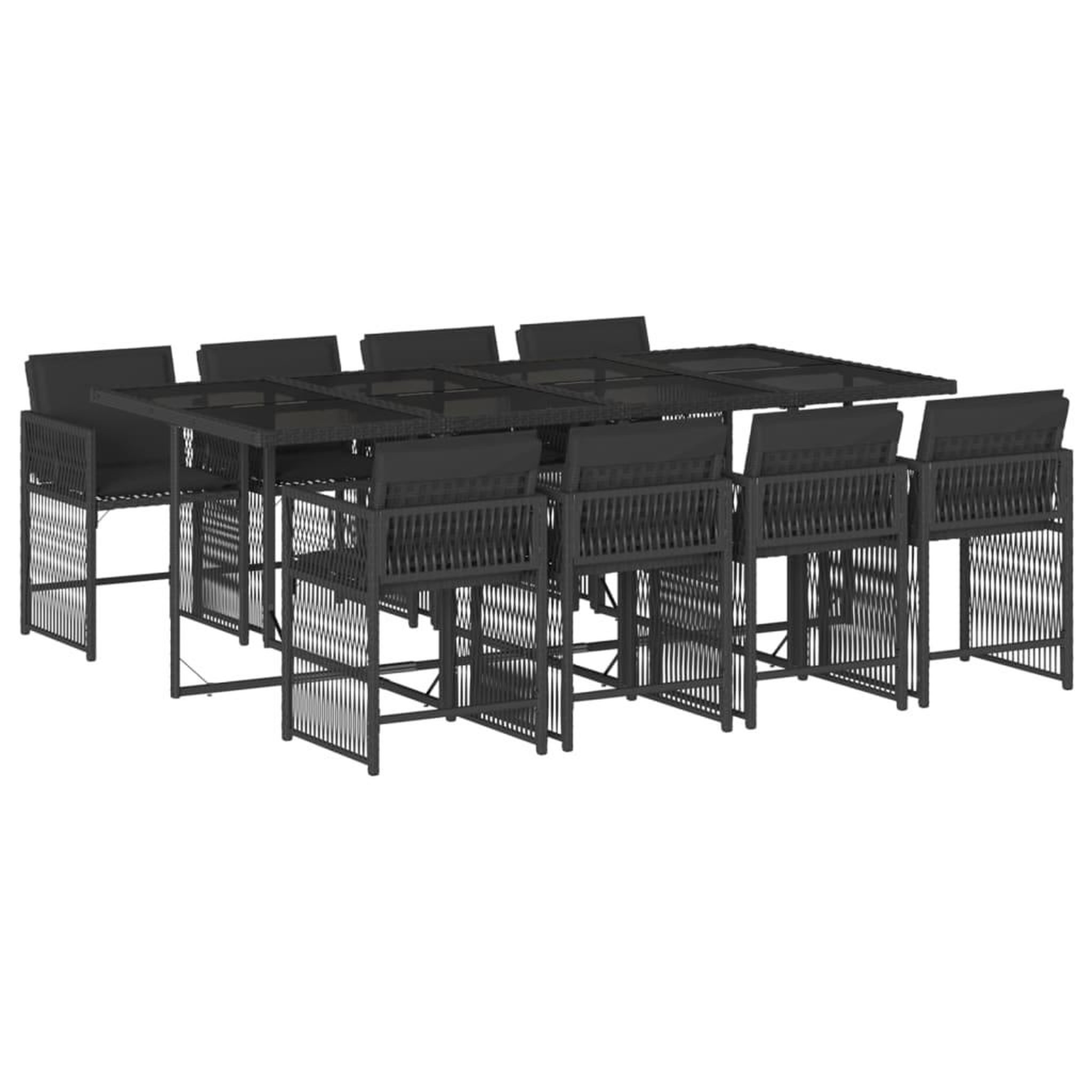 Voir la diapositive 2 : VIDAXL Ensemble a manger de jardin 9pcs coussins noir resine tressee