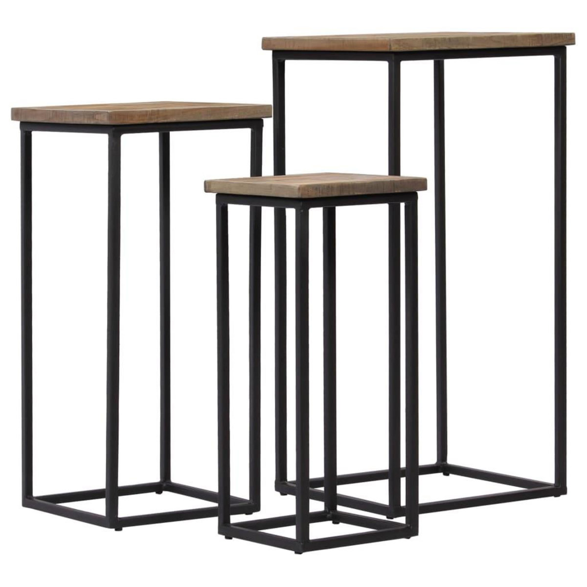 VIDAXL Ensemble de tables pour plante 3 pcs Teck recycle