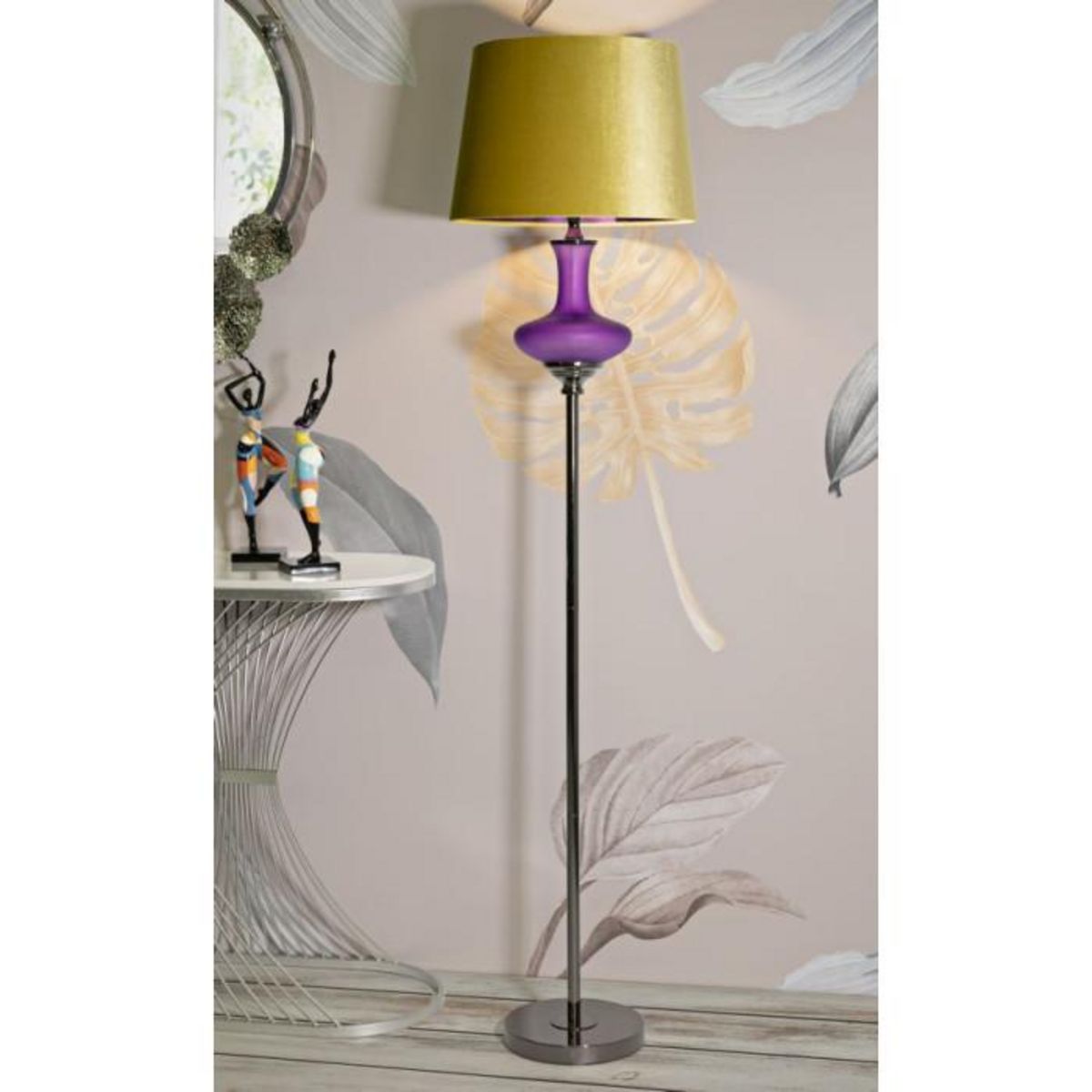 Paris Prix Lampadaire en Verre  Milva One  167cm Violet & Or