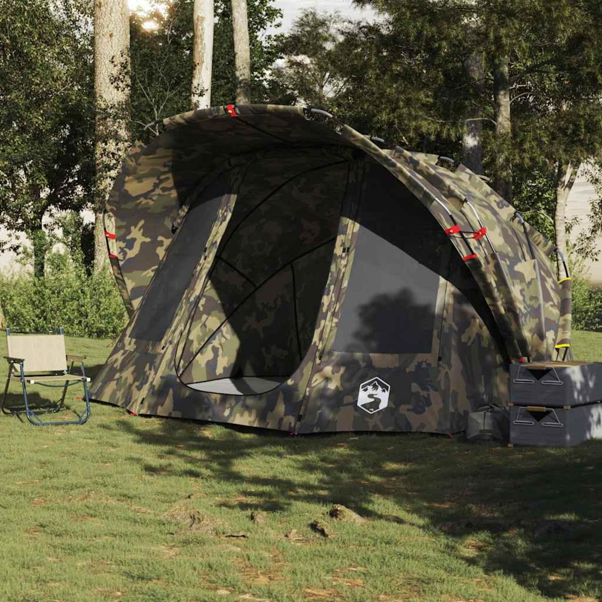 VIDAXL Tente de peche 5 personnes camouflage impermeable