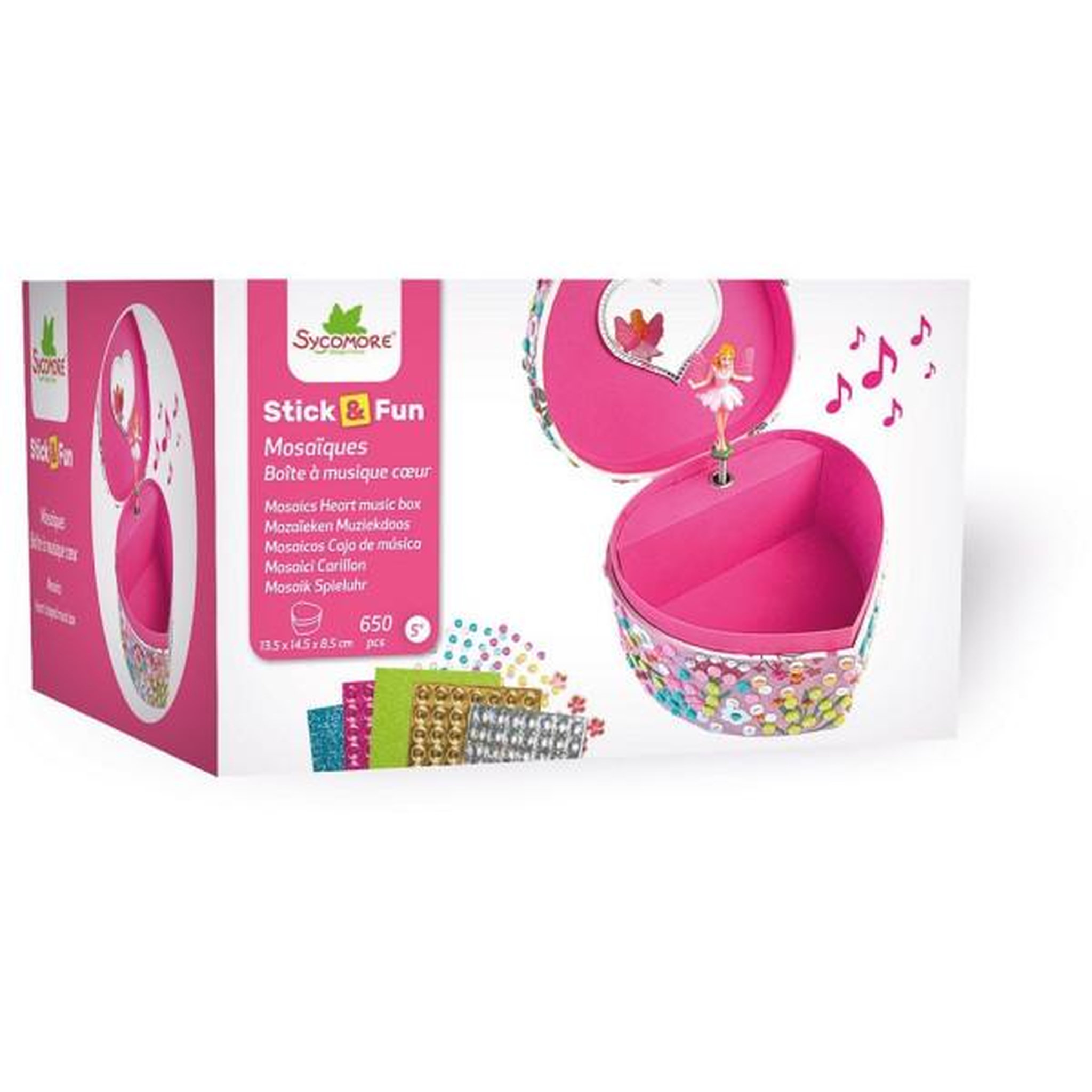 SYCOMORE 3D Mosaiques - SYCOMORE - Stick'N Fun - Boîte a musique coeur - Des 5 ans