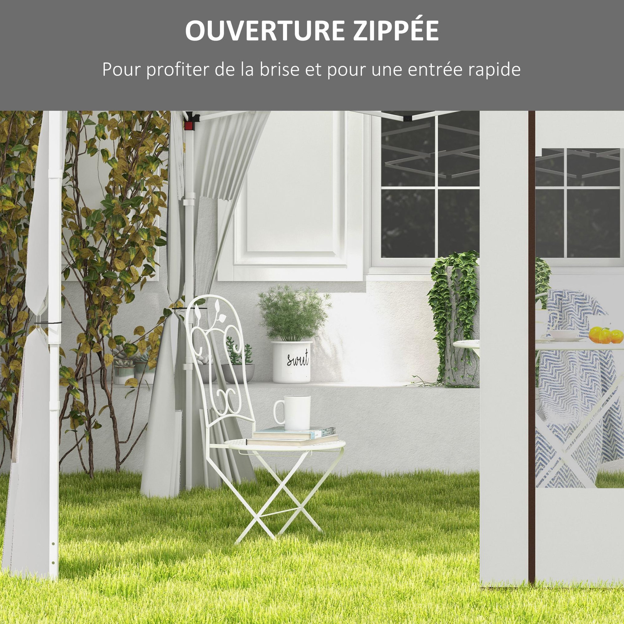 Voir la diapositive 5 : OUTSUNNY Lot de 2 panneaux latéraux barnum tonnelle 6x3 m ou 3x3 m fenêtres oxford blanc