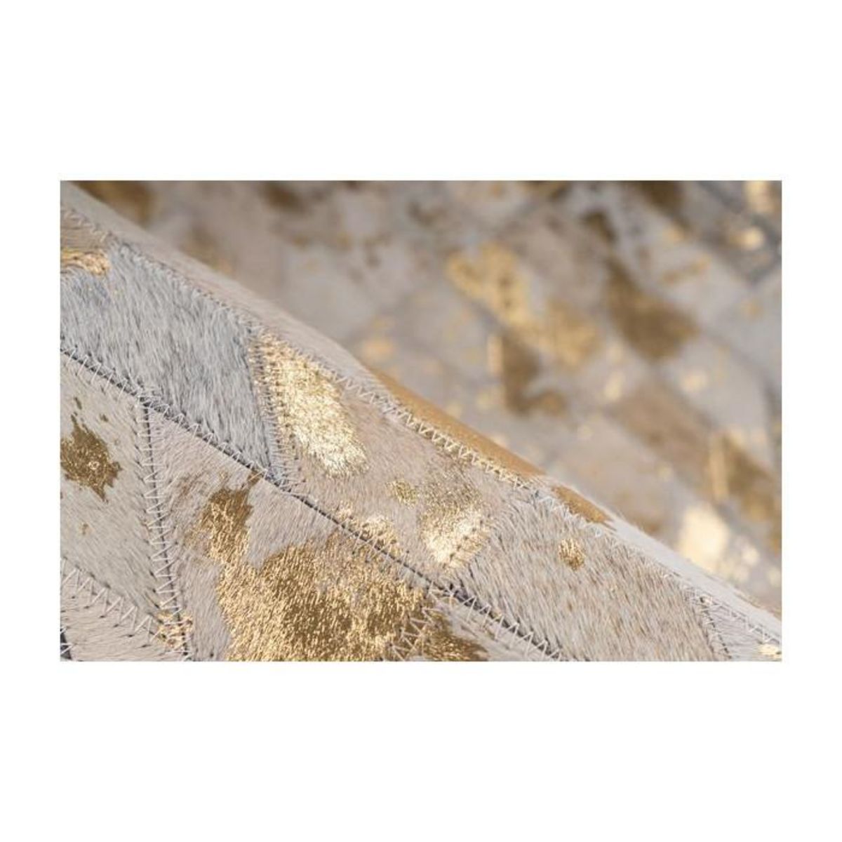 Paris Prix Tapis Fait Main en Cuir  Lavin III  Or & Multicolore