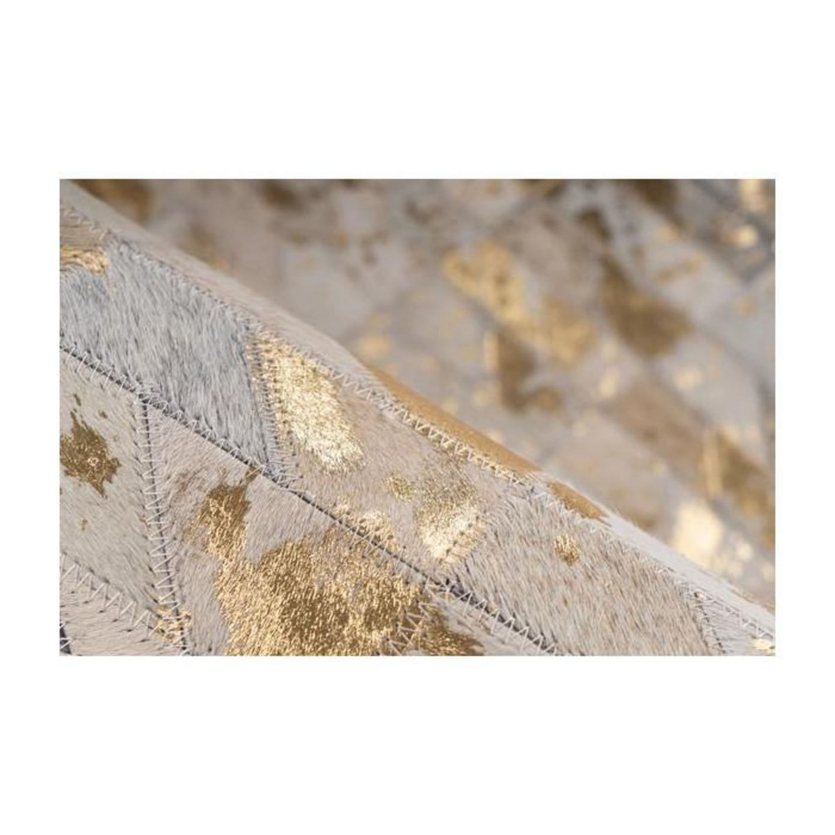 Paris Prix Tapis Fait Main en Cuir  Lavin III  Or & Multicolore