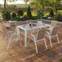 Voir la diapositive 2 : ID MARKET Salon de jardin MADRID table 150 CM et 6 chaises empilables blanc et beige