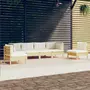 VIDAXL Salon de jardin 6 pcs avec coussins creme Bois de pin massif
