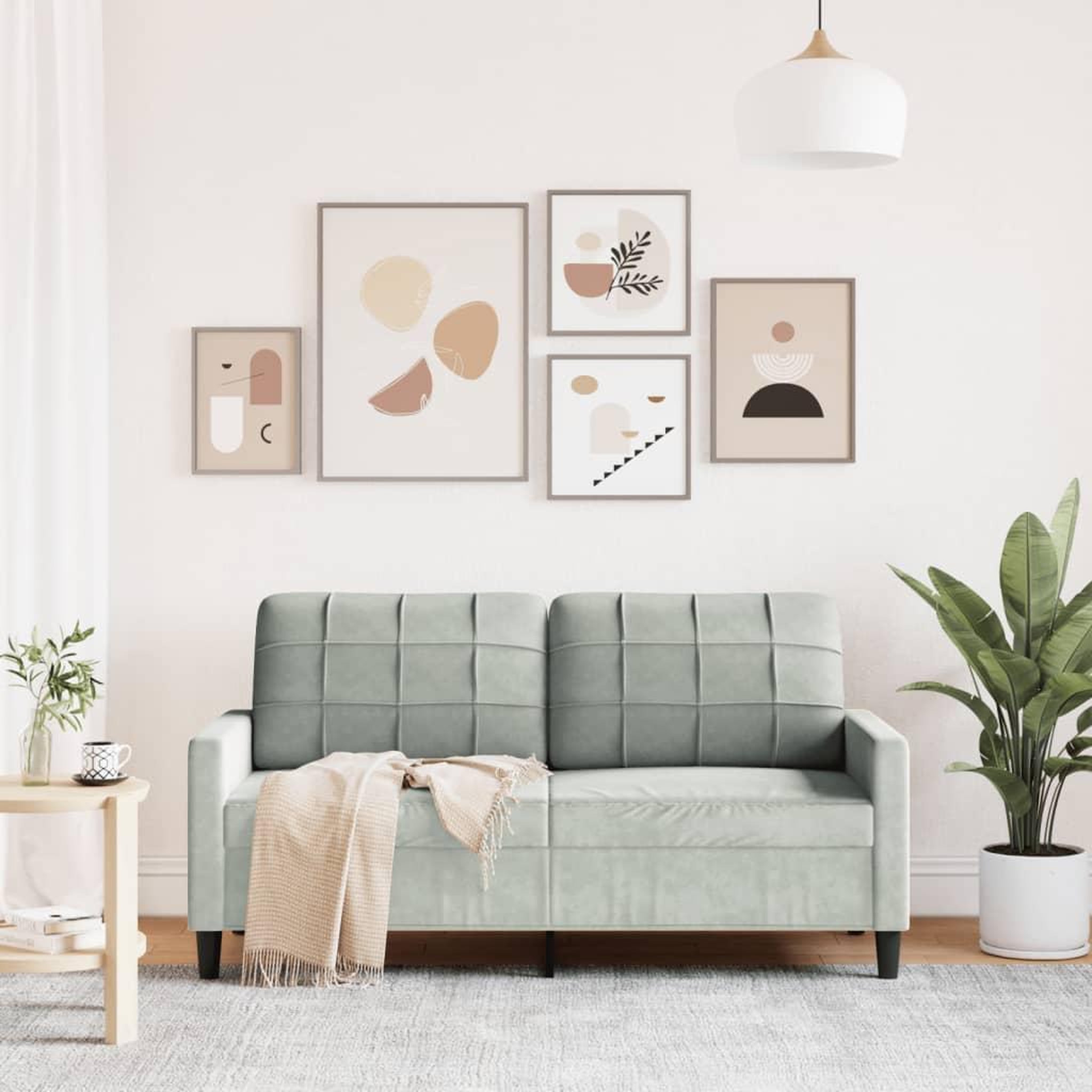 Voir la diapositive 3 : VIDAXL Canape a 2 places Gris clair 140 cm Velours