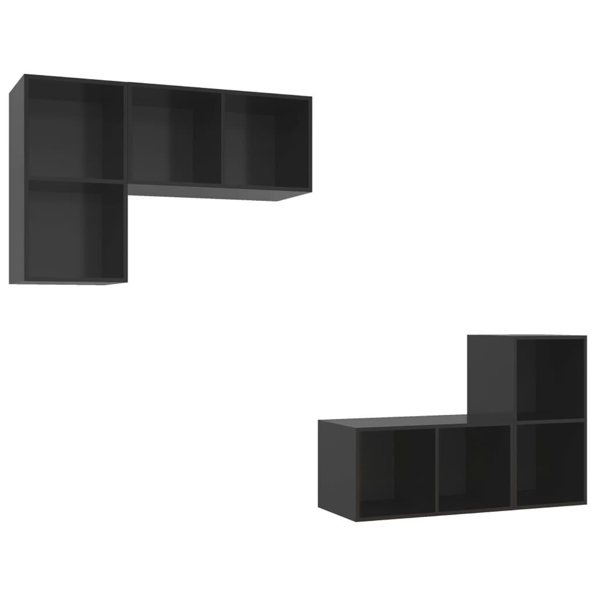 Voir la diapositive 2 : VIDAXL Meubles TV muraux 4 pcs Noir brillant Bois d'ingenierie