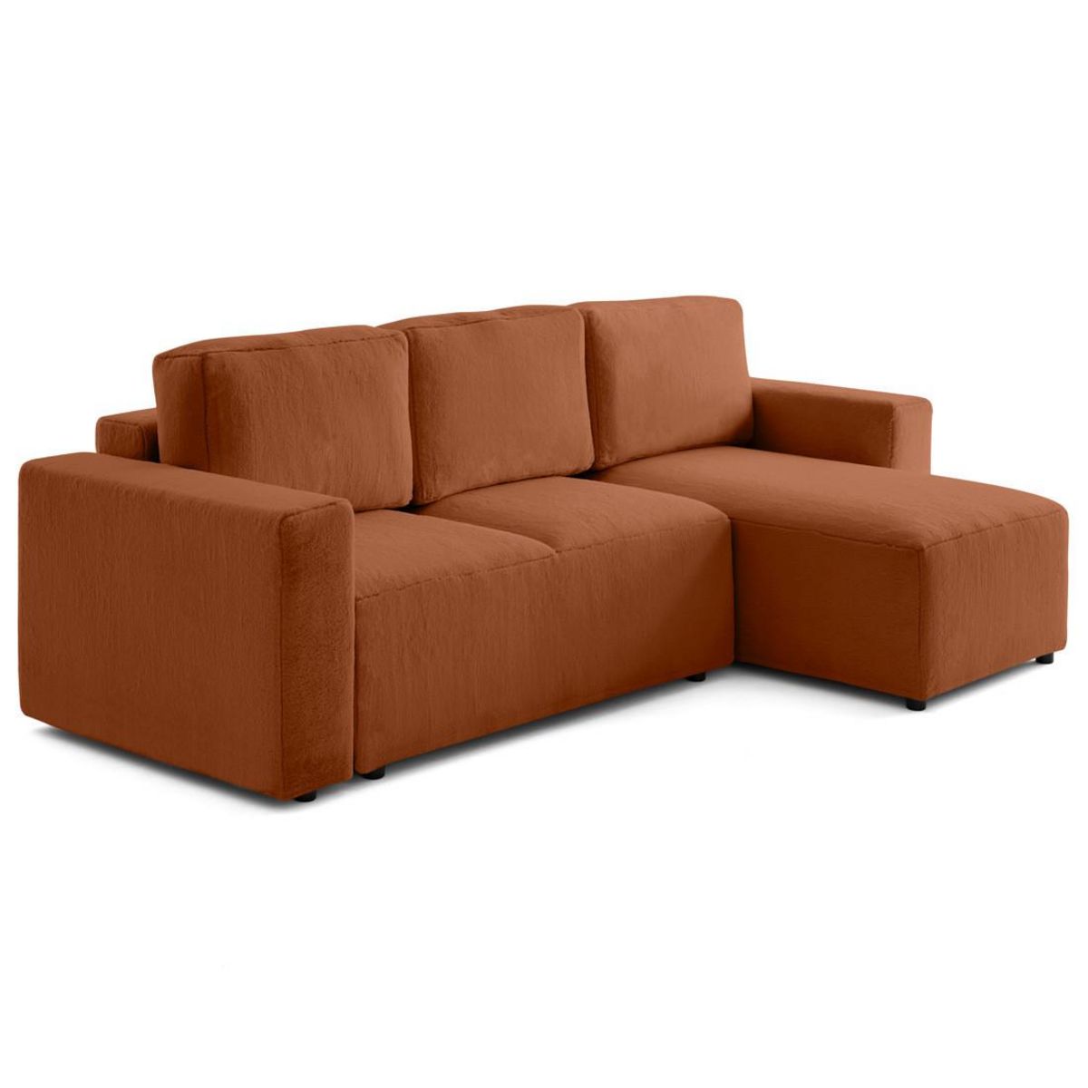 LISA DESIGN Livy - canapé d'angle réversible 4 places convertible avec coffre en fausse fourrure