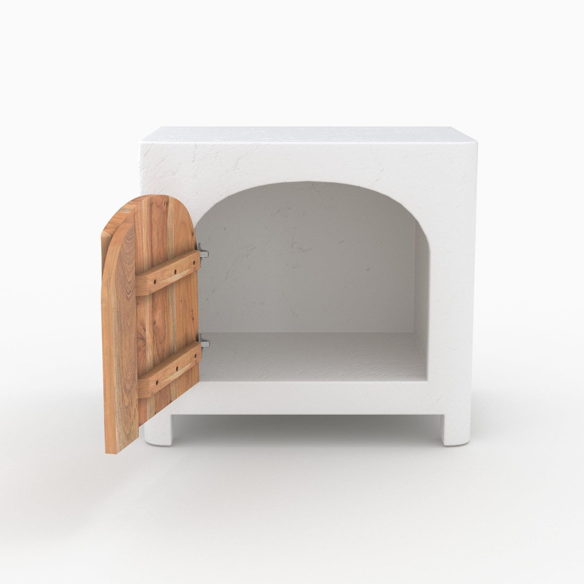 Rendez vous déco Table de chevet en plâtre blanc cassé et bois d'acacia-Fira