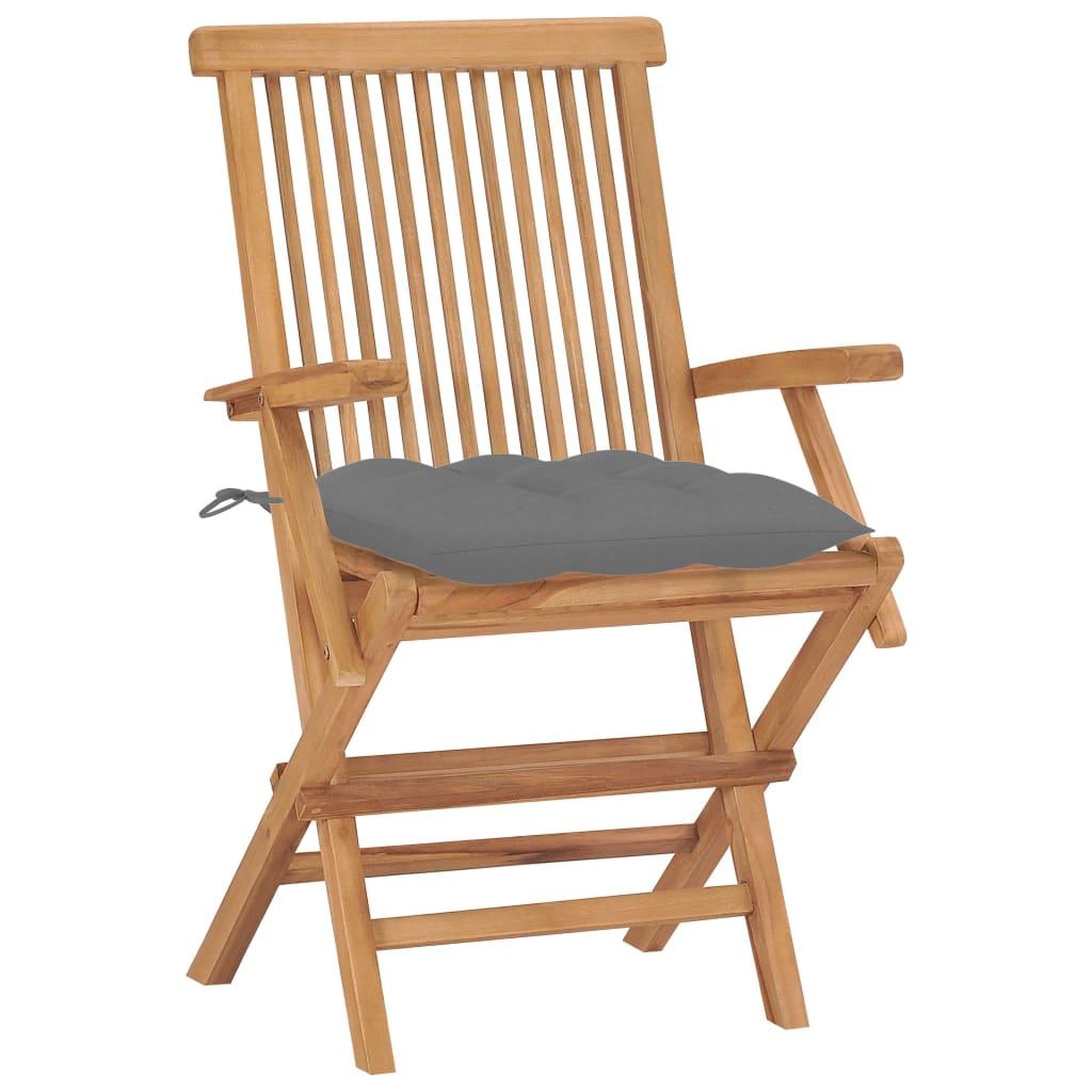 Voir la diapositive 3 : VIDAXL Chaises de jardin avec coussins gris lot de 8 Bois teck massif