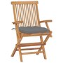 Voir la diapositive 3 : VIDAXL Chaises de jardin avec coussins gris lot de 8 Bois teck massif