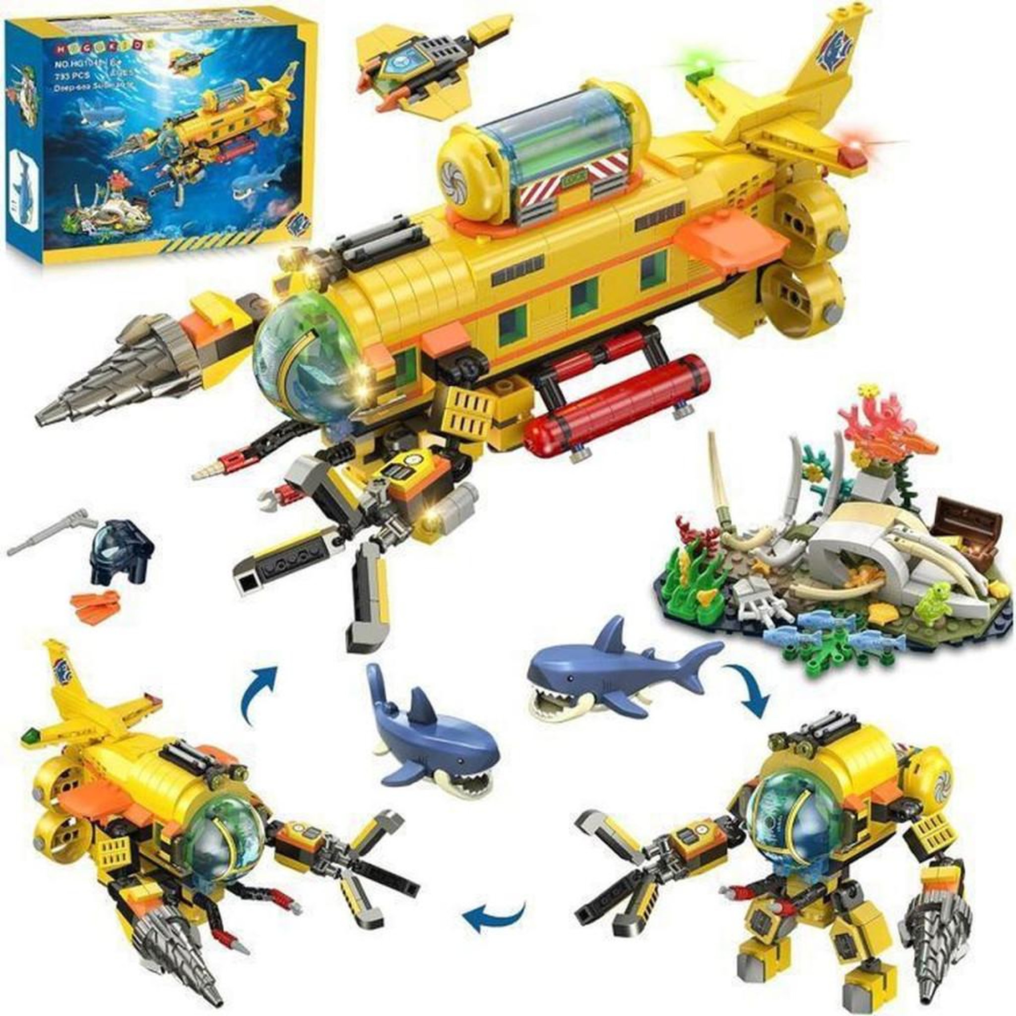Coffret de construction Caserne de pompiers 775 pièces pour enfants 6+ avec lumières LED, base à deux étages et figurines