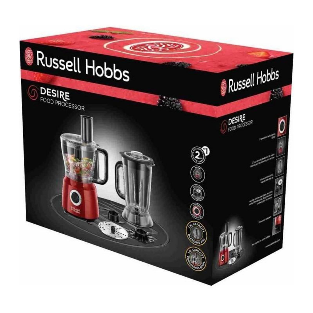 Russell Hobbs RUSSELL HOBBS 24730-56 Robot Cuisine Multifonction Desire, Hâche, Mixe, Tranche, Râpe, Lames Pétrin, Batteur - 7pcs