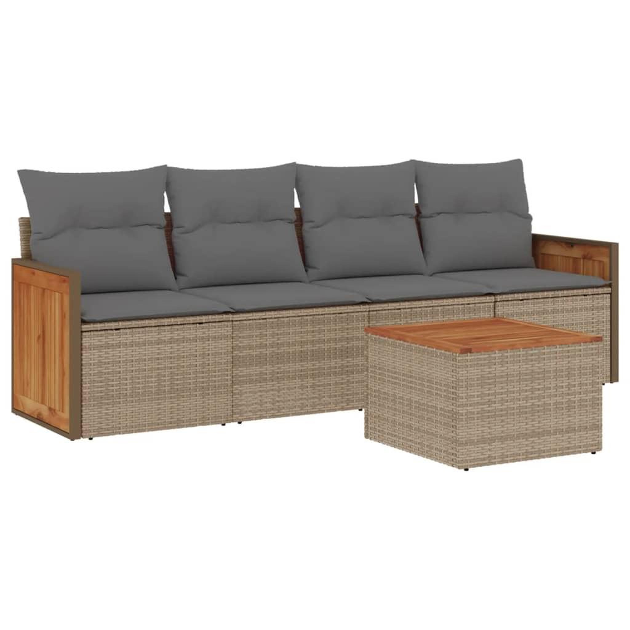 Voir la diapositive 2 : VIDAXL Salon de jardin avec coussins 5 pcs beige resine tressee