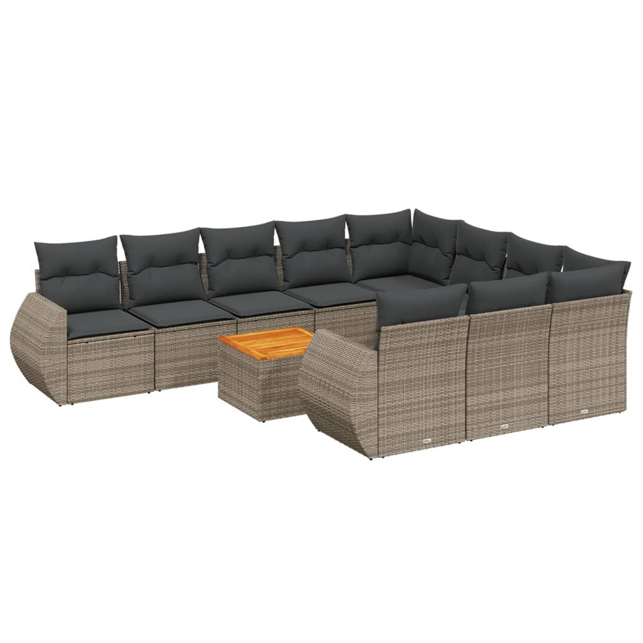 Voir la diapositive 2 : VIDAXL Salon de jardin 11 pcs avec coussins gris resine tressee