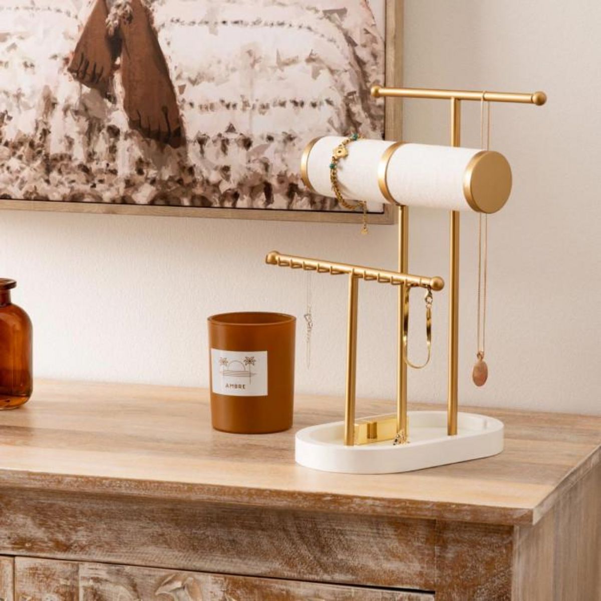 ATMOSPHERA Porte-Bijoux en Métal  Wild Romance  31cm Doré & Blanc