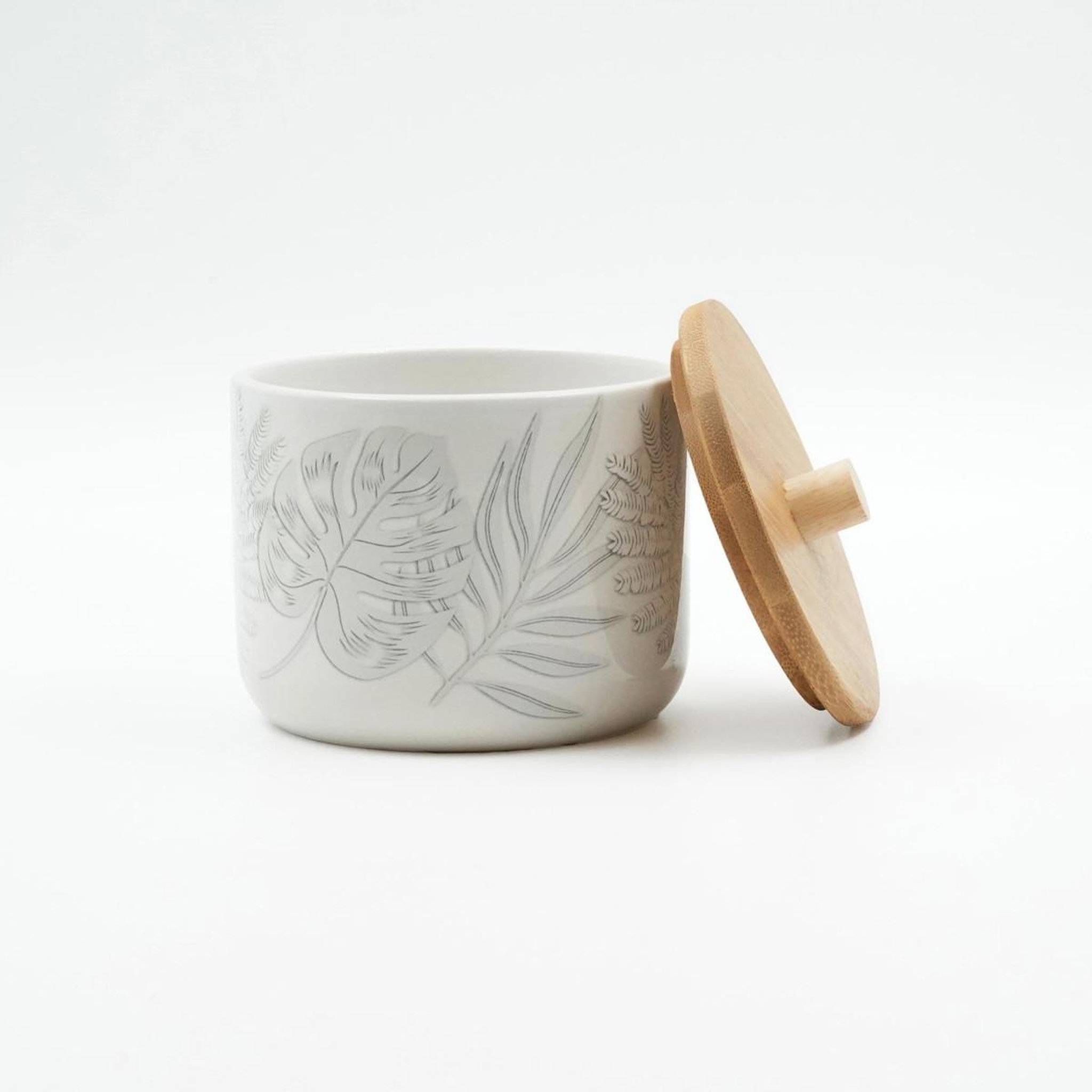 Voir la diapositive 2 : Douceur d'Intérieur Pot à cotons imprimé  amber  10cm gris
