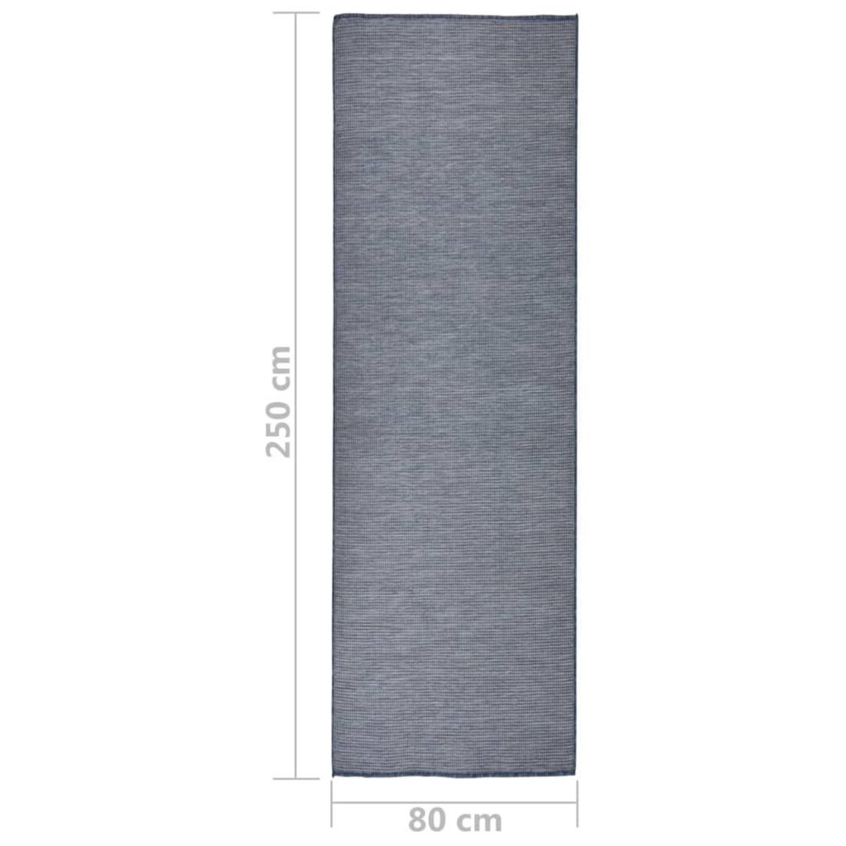 VIDAXL Tapis a tissage plat d'exterieur 80x250 cm Bleu