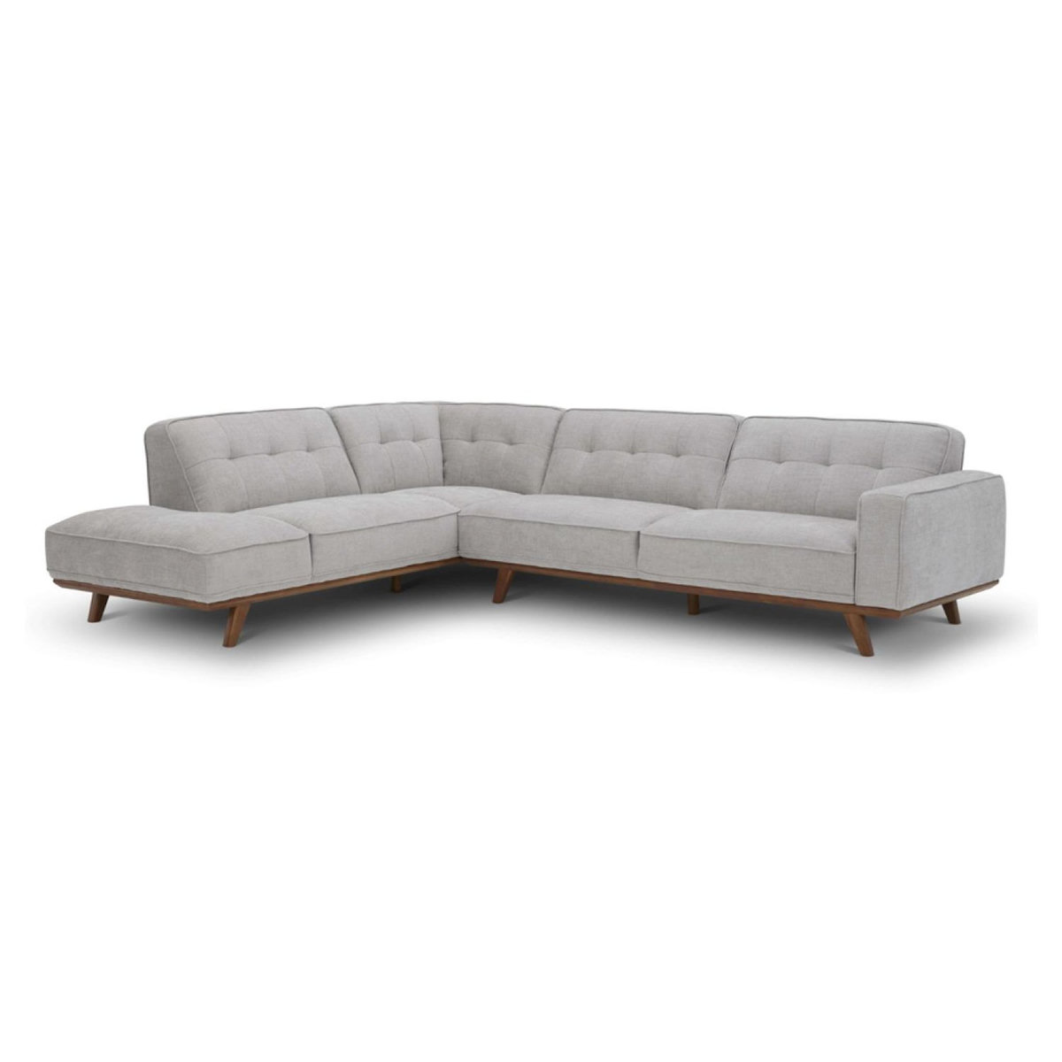 CONCEPT USINE Canapé d'angle design en tissu gris 5-6 places YORK