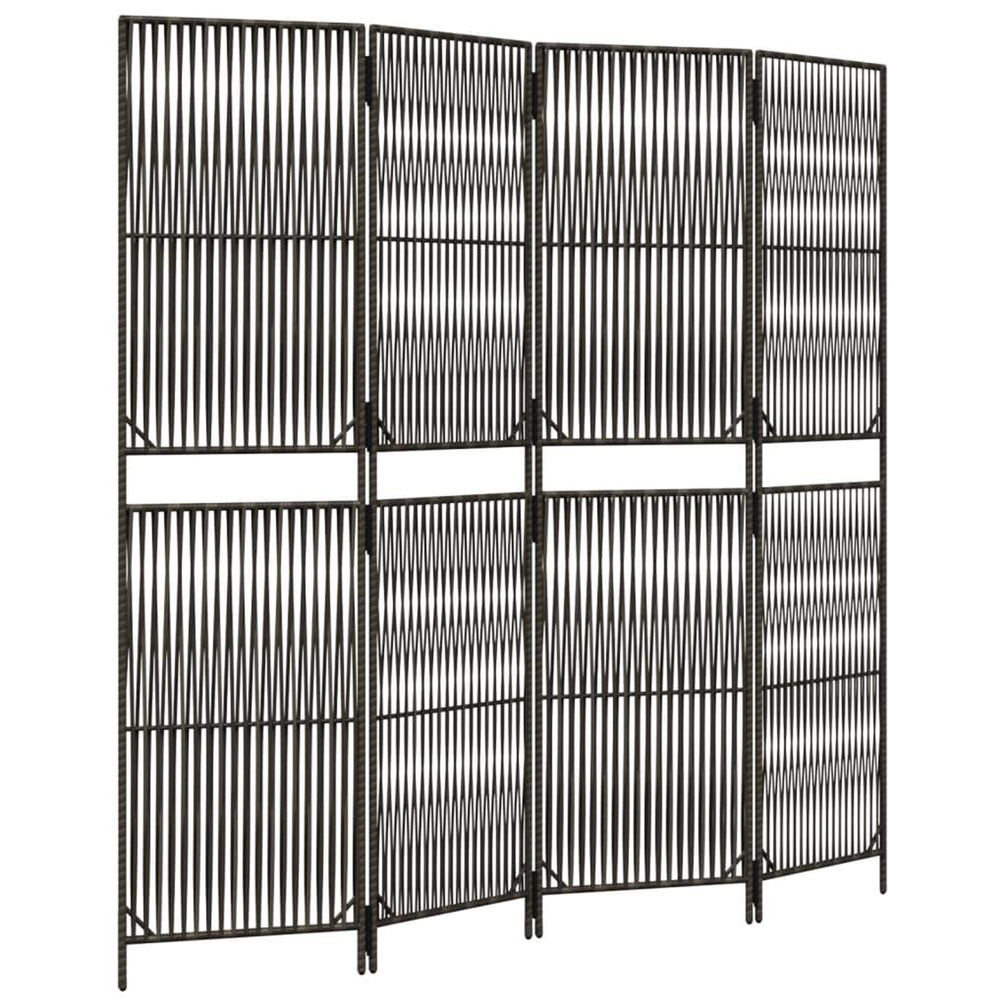 Voir la diapositive 2 : VIDAXL Cloison de separation 4 panneaux gris resine tressee