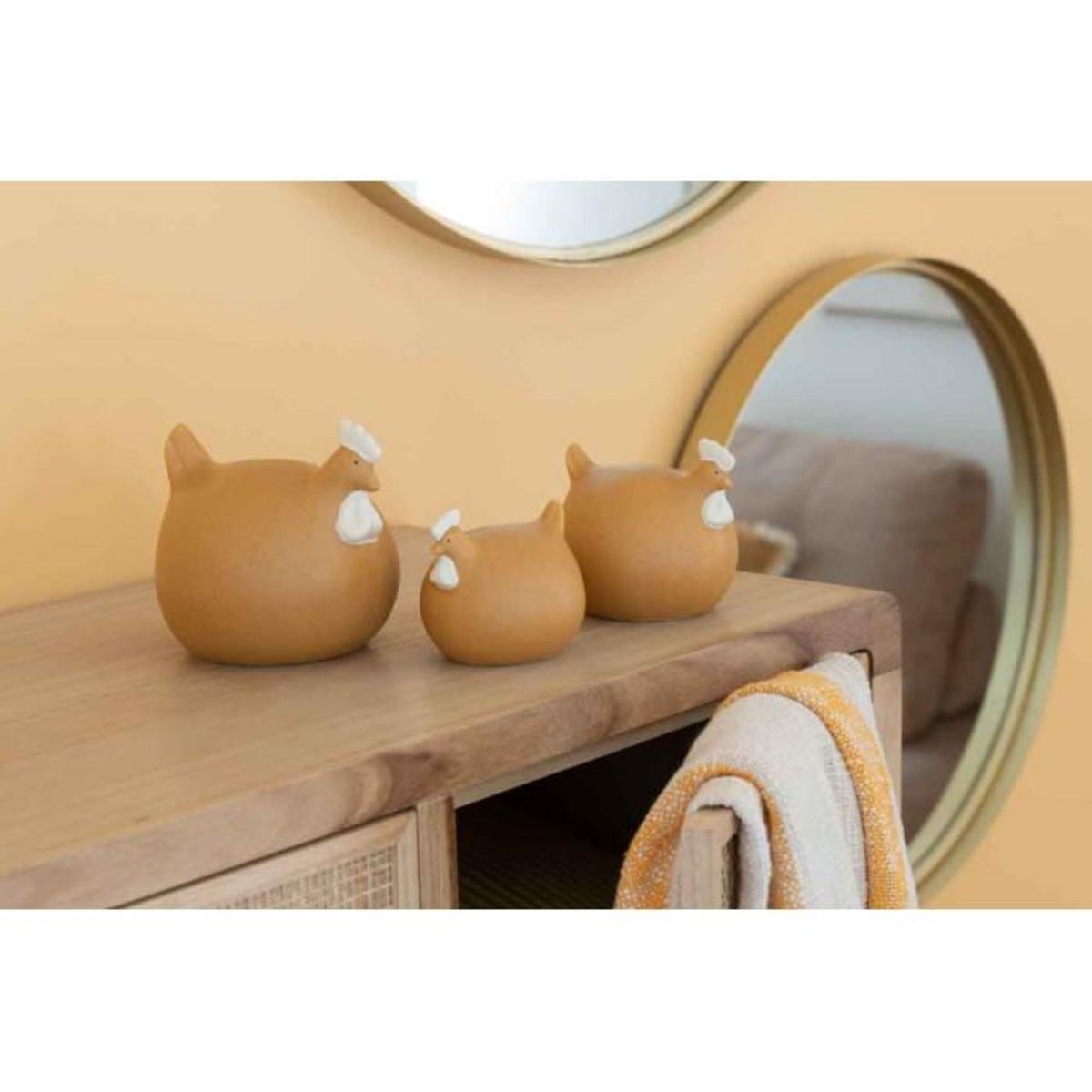 Paris Prix Statuette Déco  Poule en Céramique  18cm Ocre