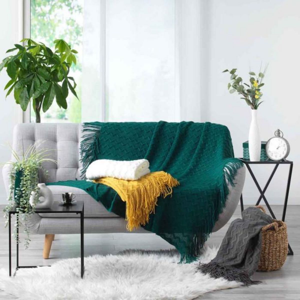 Paris Prix Plaid à Franges  Melinda  125x150cm Blanc