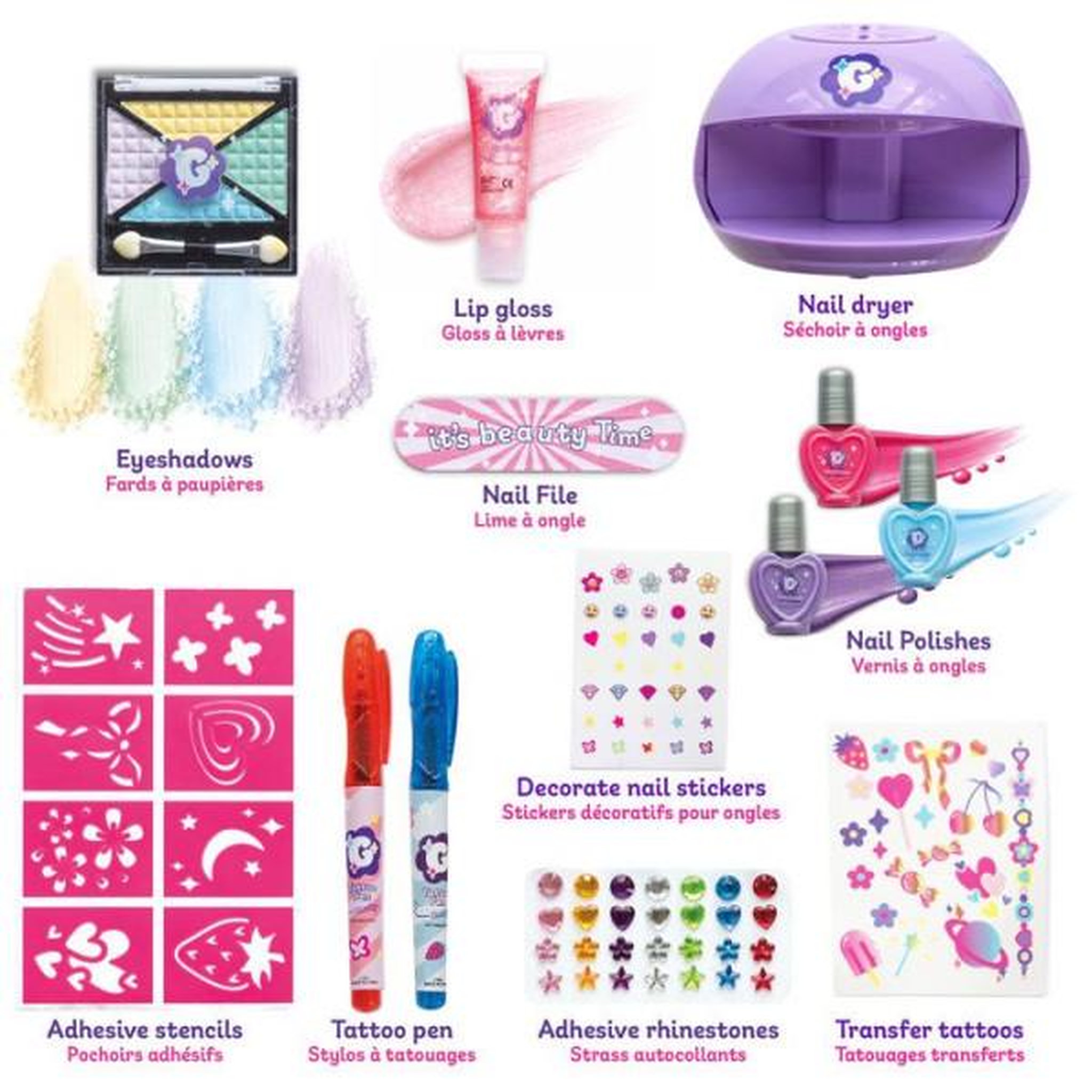 Voir la diapositive 4 : SMOBY Smoby - Glam Me Up 3 en 1 Glow Station - Studio Beauté Enfant - Manucure, Maquillage et Tatouages - Plus de 20 Accessoires - 6
