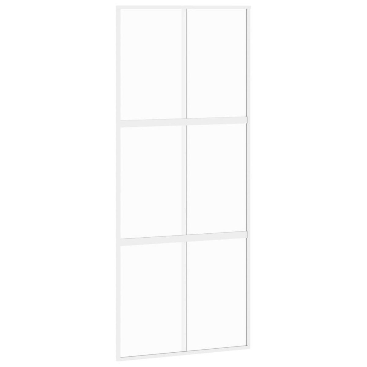 VIDAXL Porte coulissante blanc 90x205 cm verre trempe aluminium
