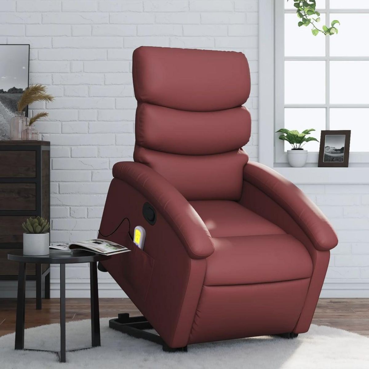 VIDAXL Fauteuil inclinable de massage Rouge bordeaux Similicuir