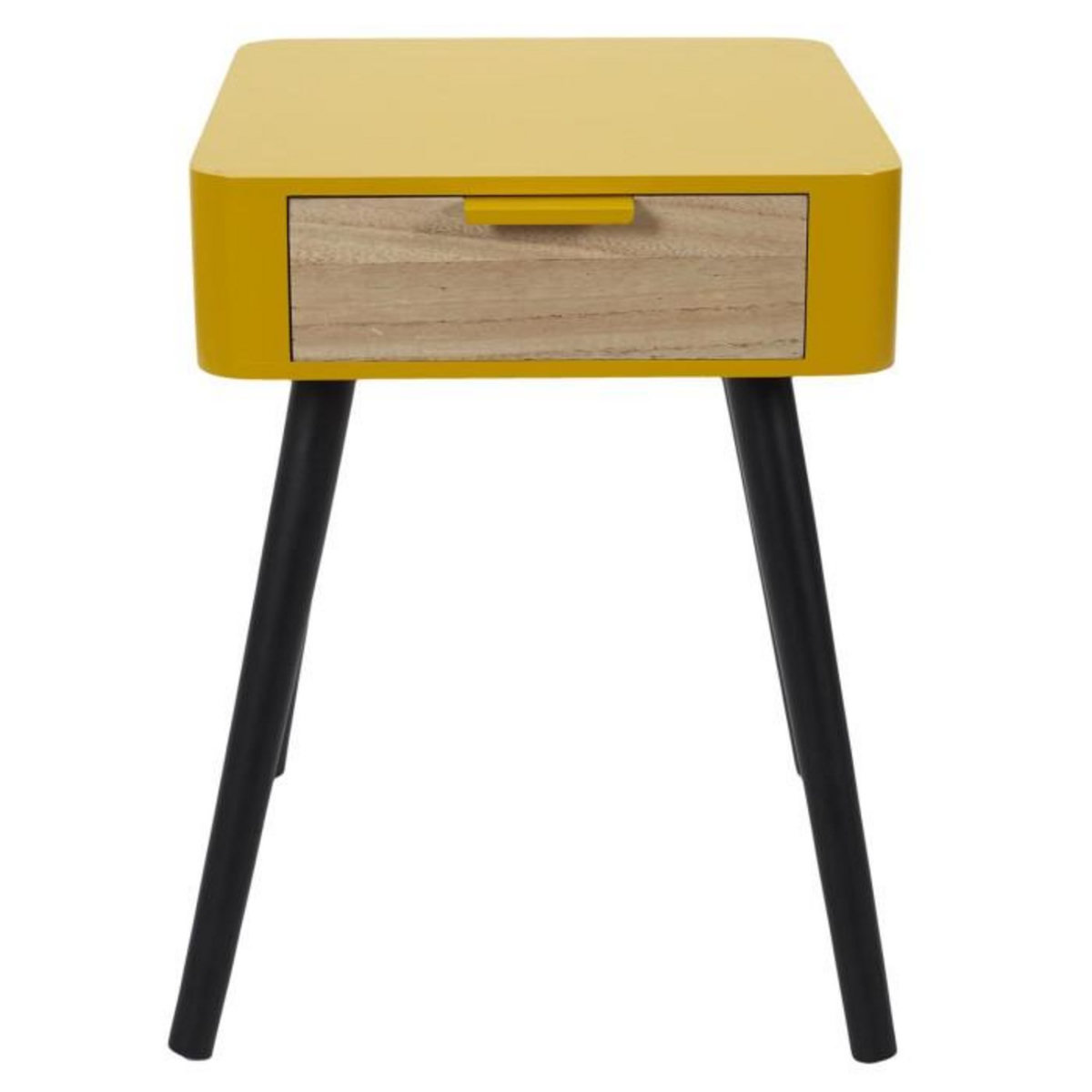 Paris Prix Table de Chevet 1 Tiroir  Bois  48cm Jaune Moutarde