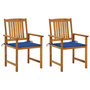 Voir la diapositive 1 : VIDAXL Chaises de jardin avec coussins lot de 2 Bois d'acacia massif