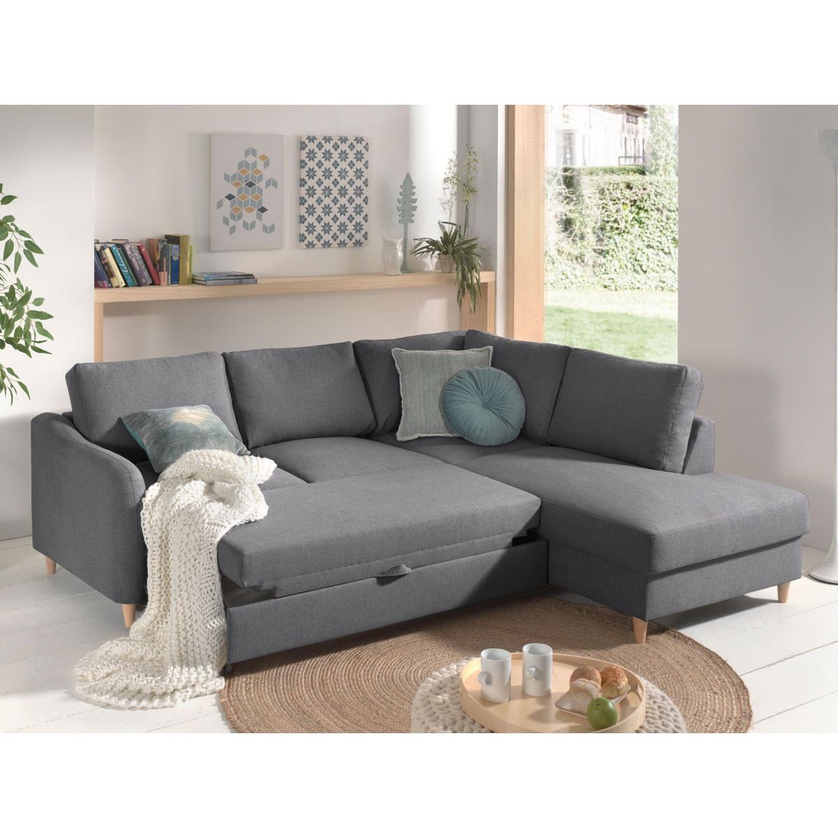 LISA DESIGN Will - canapé d'angle droit - convertible - 5 places - en tissu